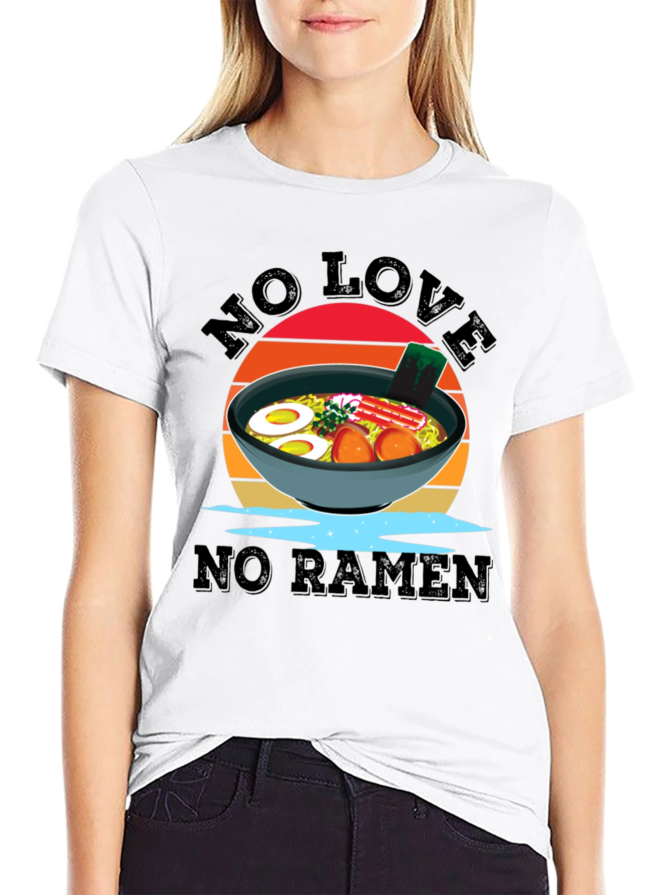 No Love No Ramen Black T-Shirt