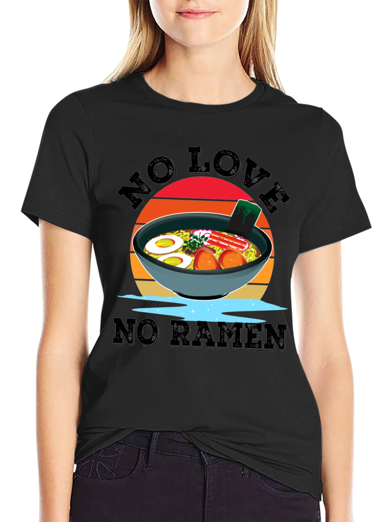 No Love No Ramen Black T-Shirt