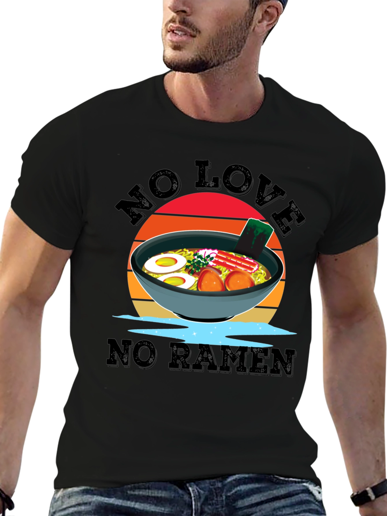 No Love No Ramen Black T-Shirt