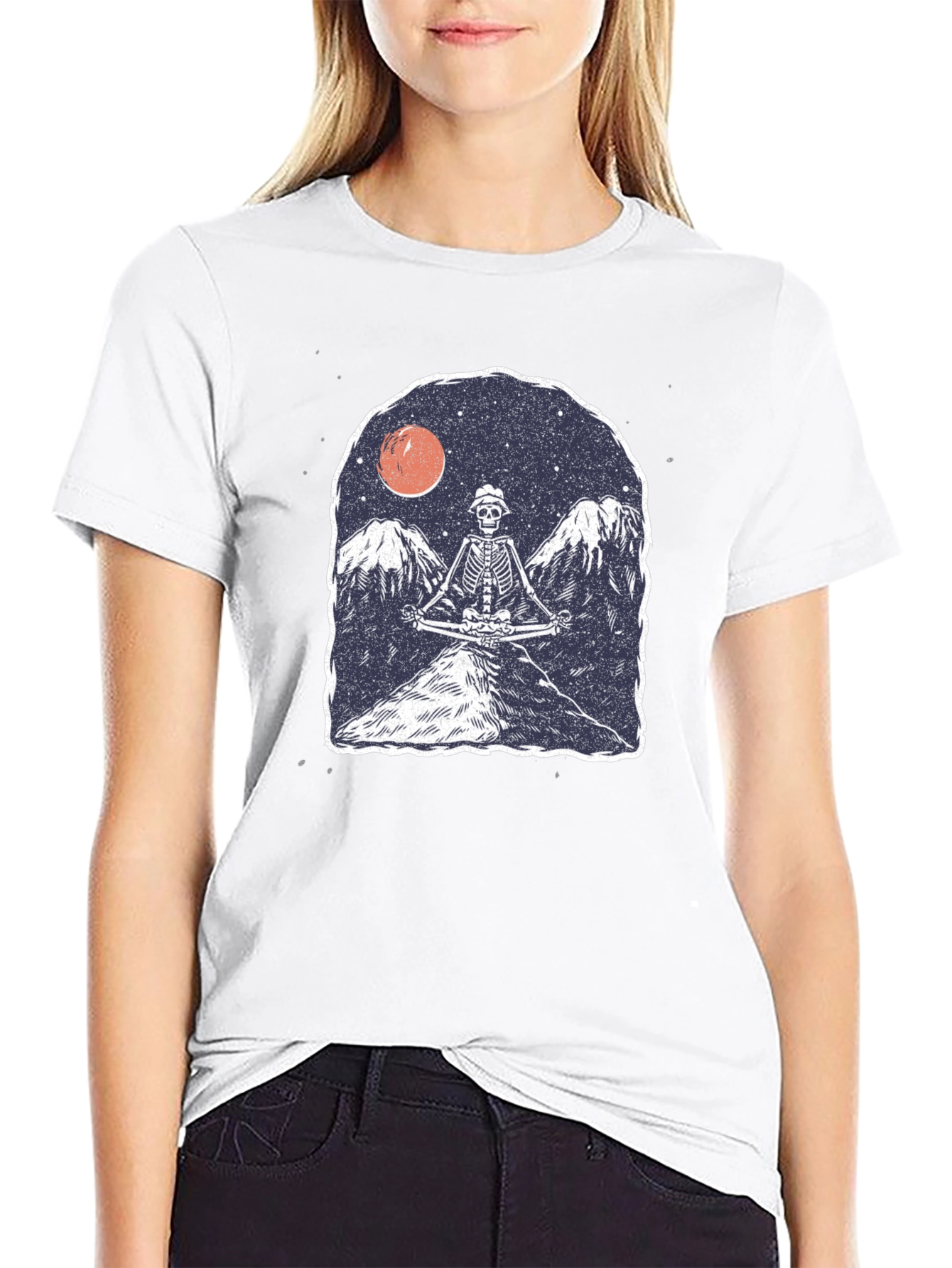 Skeleton Meditating T-Shirt - Graphic Print Tee