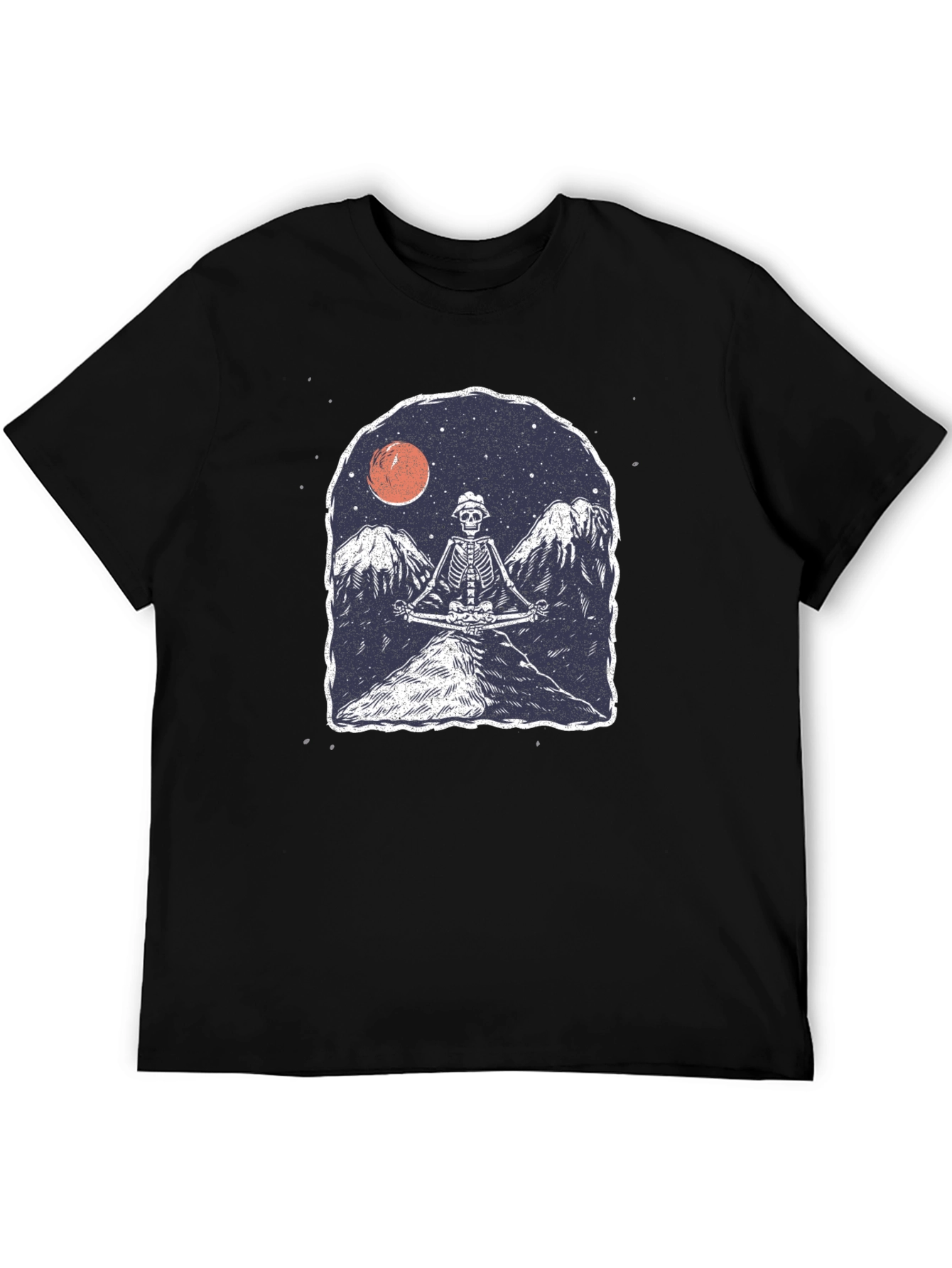 Skeleton Meditating T-Shirt - Graphic Print Tee