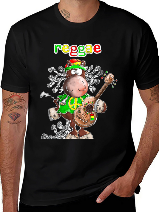 Reggae Horse Graphic T-Shirt - Funky Cartoon Tee