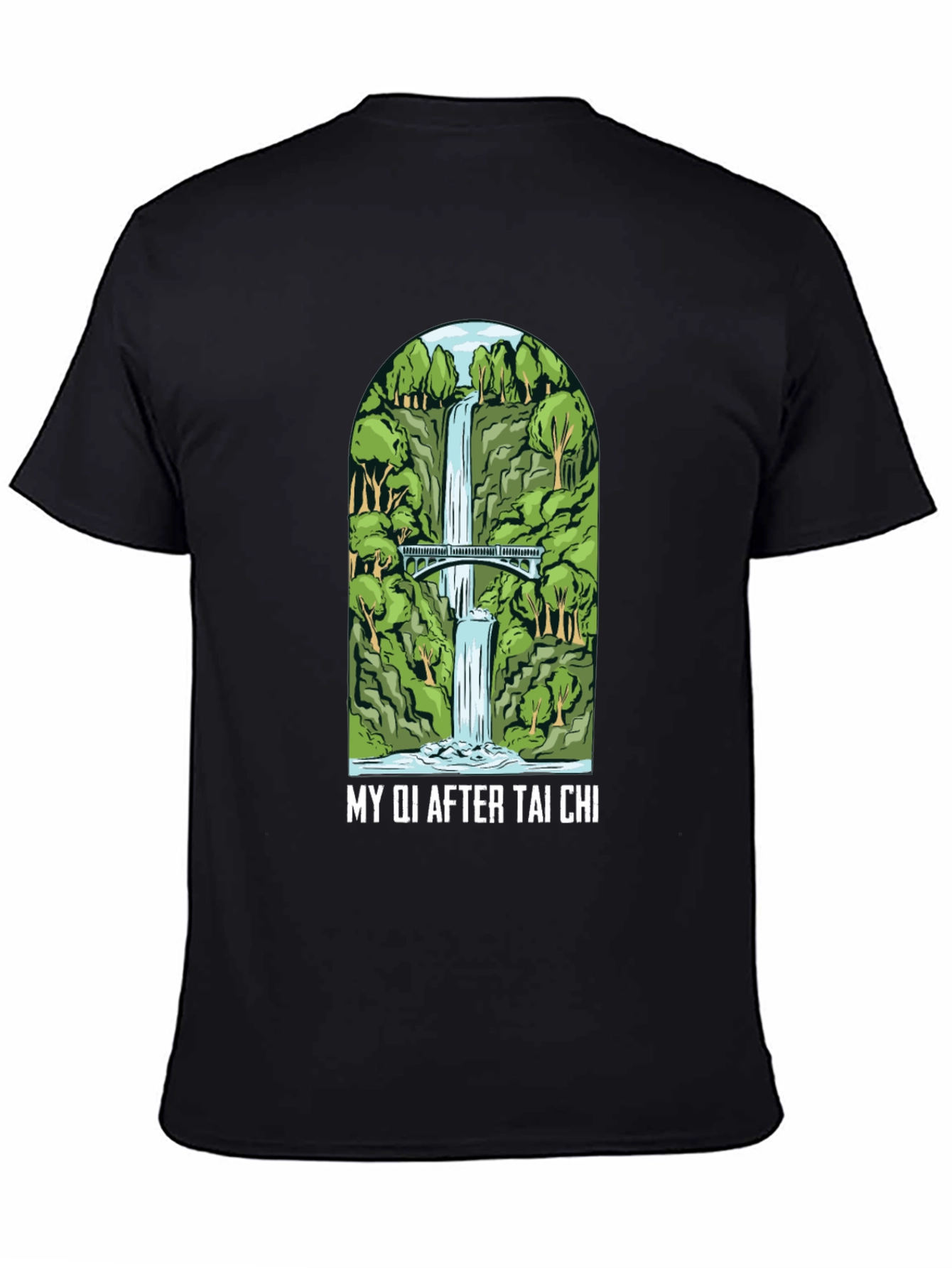 Tai Chi Waterfall Graphic Black Tee