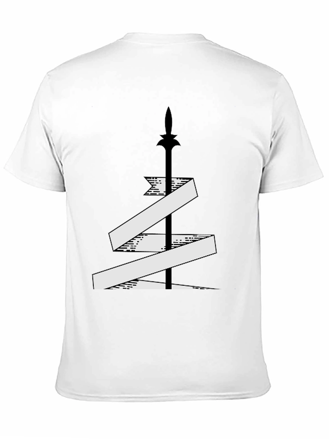 Mens Black T-Shirt with Sword and Banner Graphic