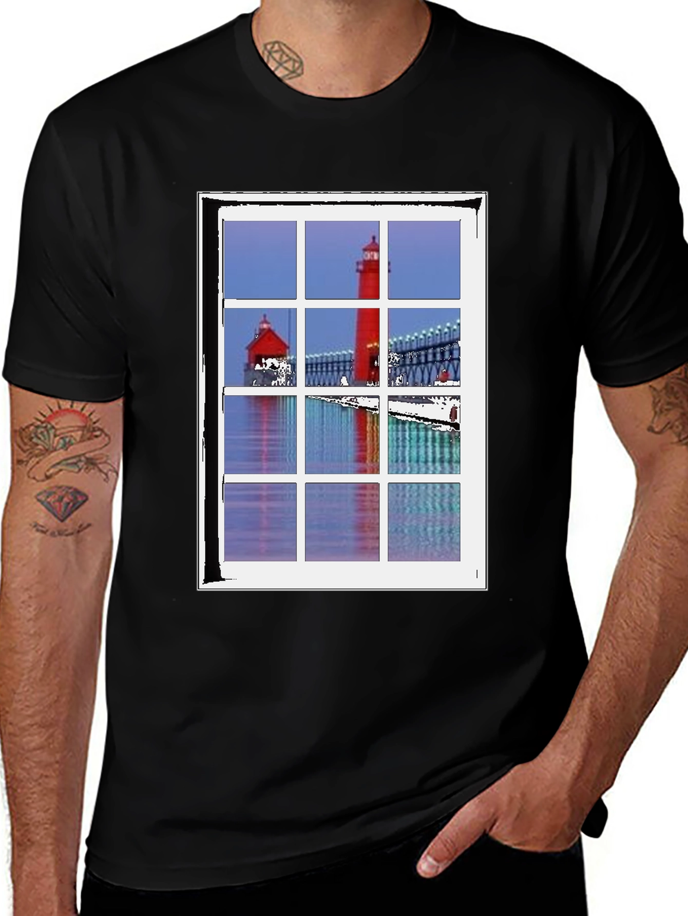 Lighthouse View T-Shirt - Unique Coastal Design