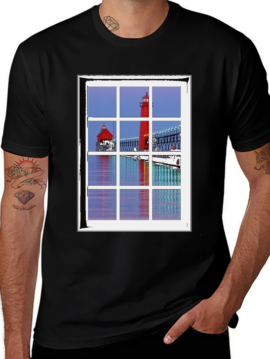 Lighthouse View T-Shirt - Unique Coastal Design
