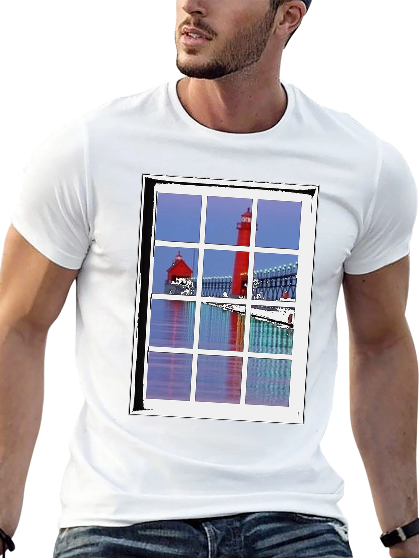 Lighthouse View T-Shirt - Unique Coastal Design