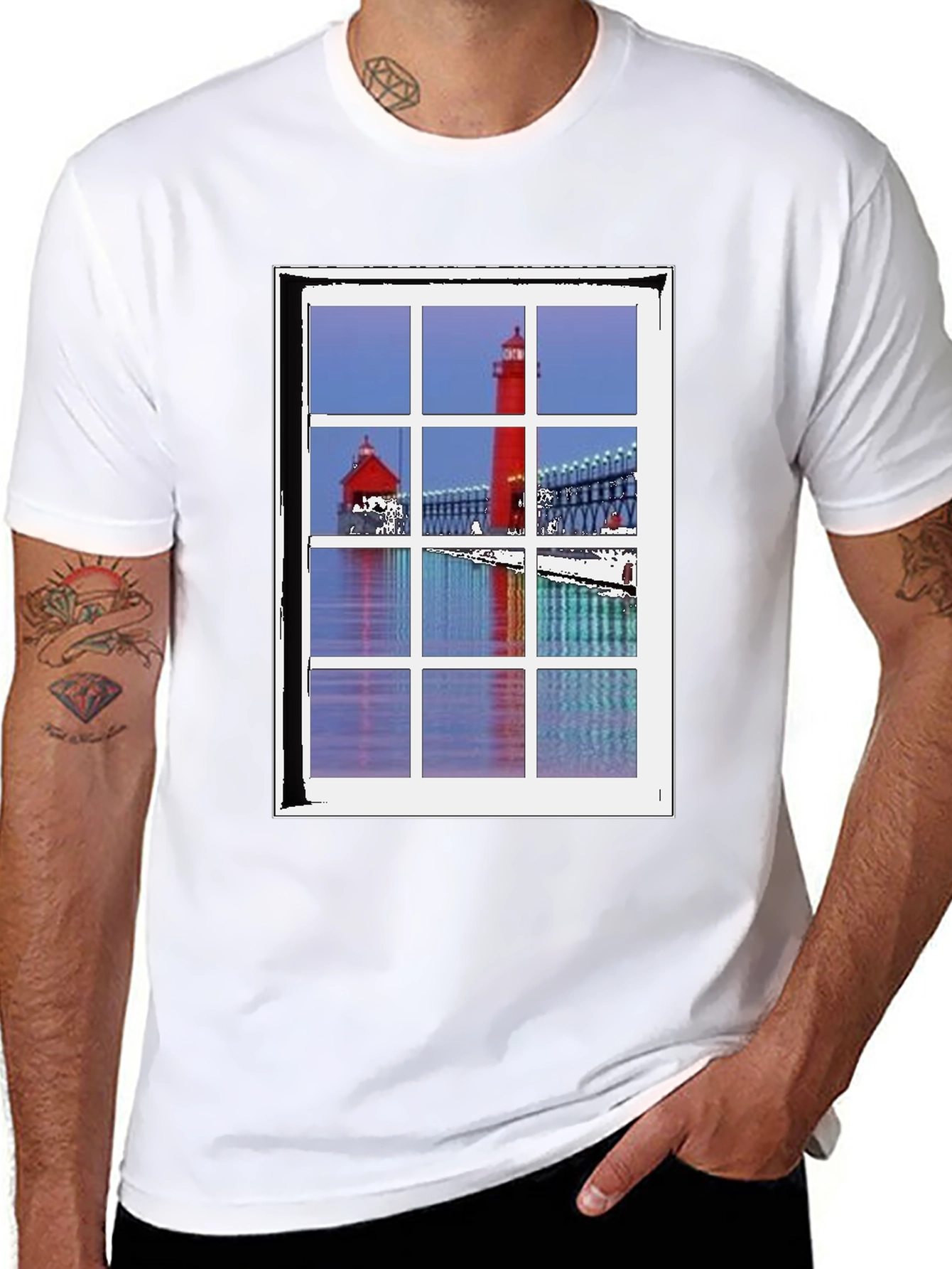 Lighthouse View T-Shirt - Unique Coastal Design