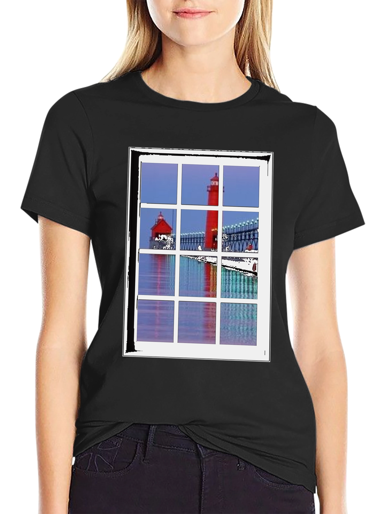 Lighthouse View T-Shirt - Unique Coastal Design