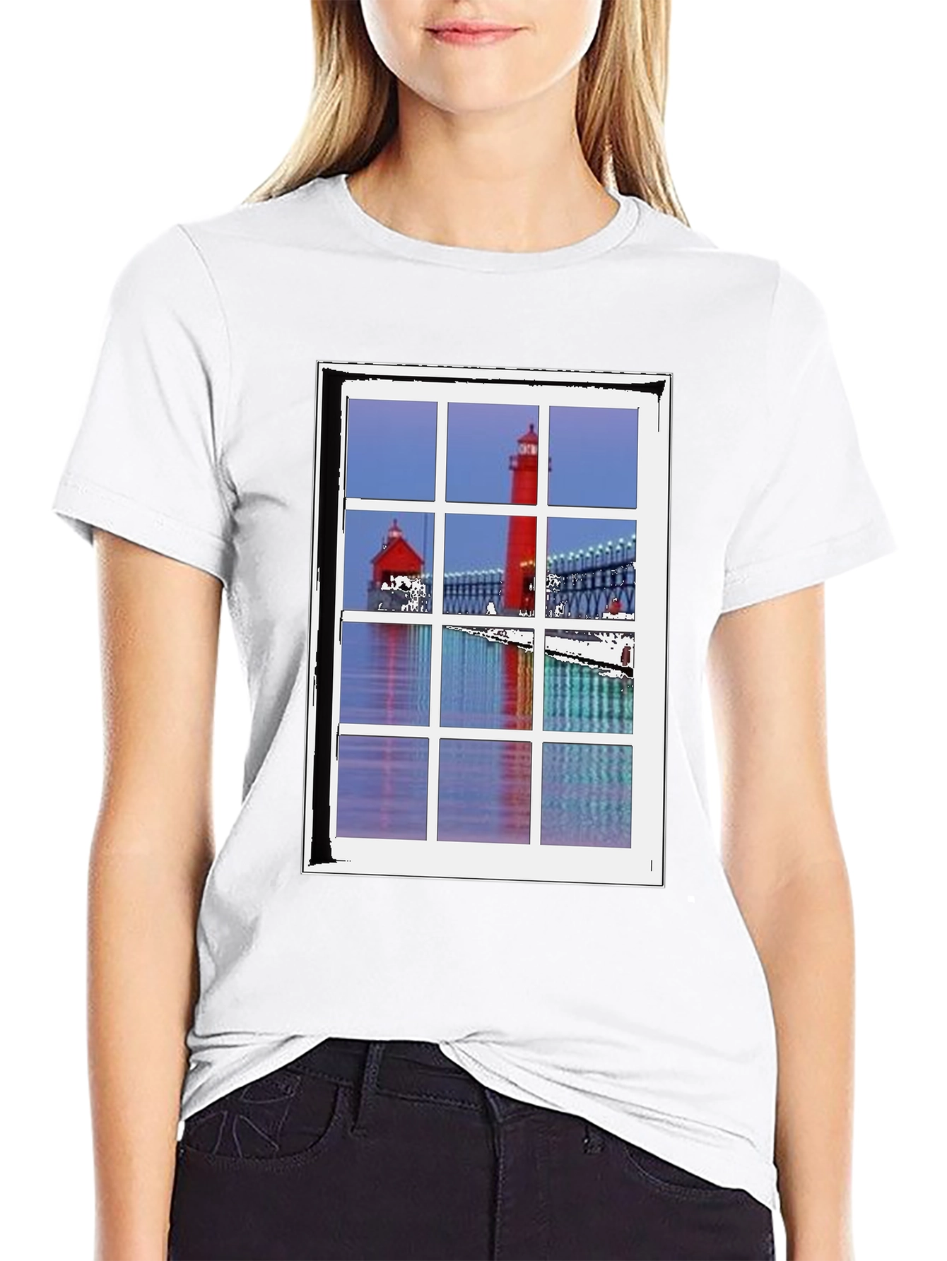 Lighthouse View T-Shirt - Unique Coastal Design