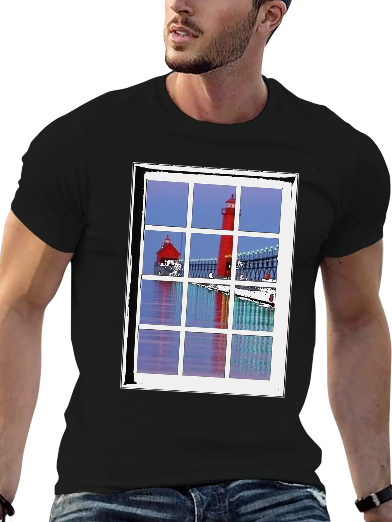 Lighthouse View T-Shirt - Unique Coastal Design