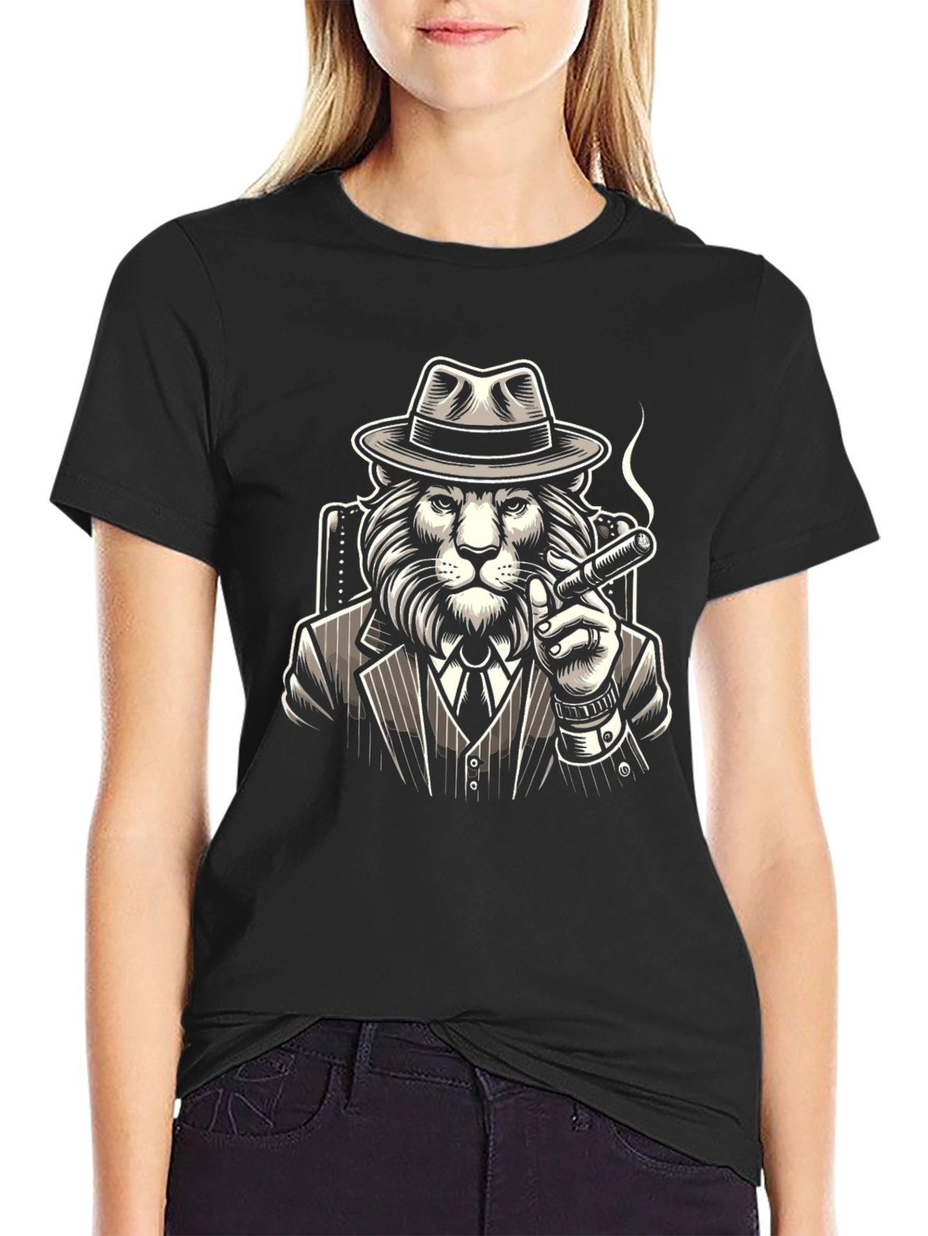 Lion Mafia Boss Graphic Tee - Classic Black T-Shirt
