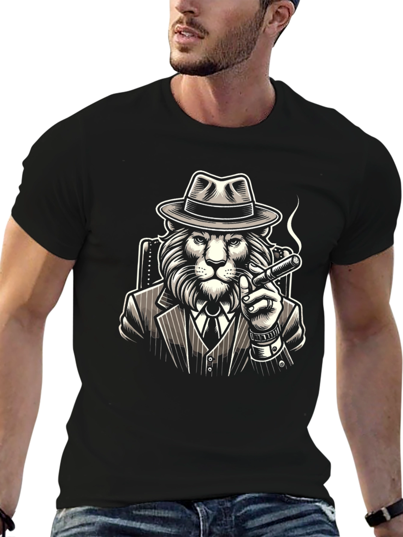 Lion Mafia Boss Graphic Tee - Classic Black T-Shirt
