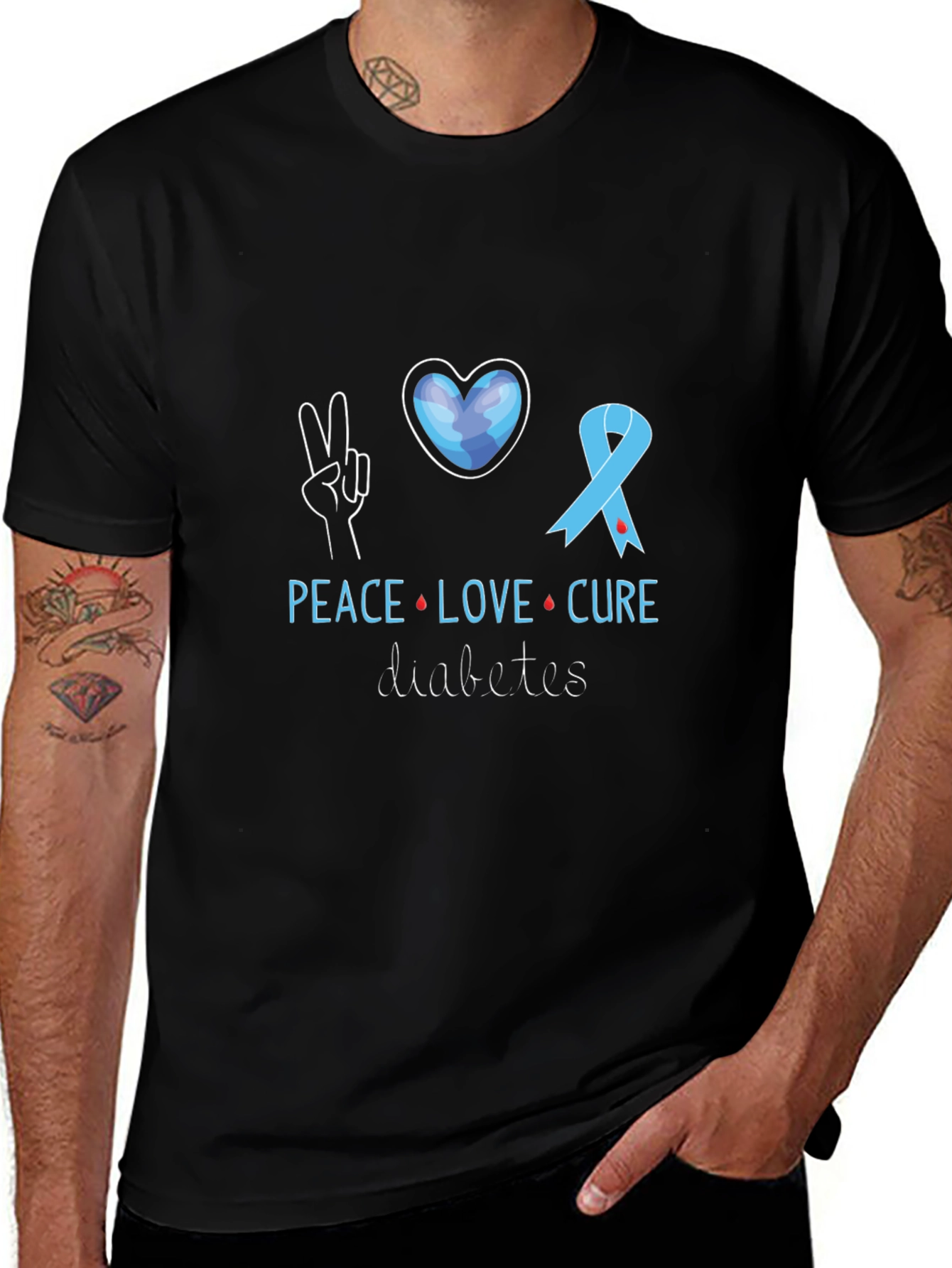 Peace Love Cure Diabetes Awareness T-Shirt