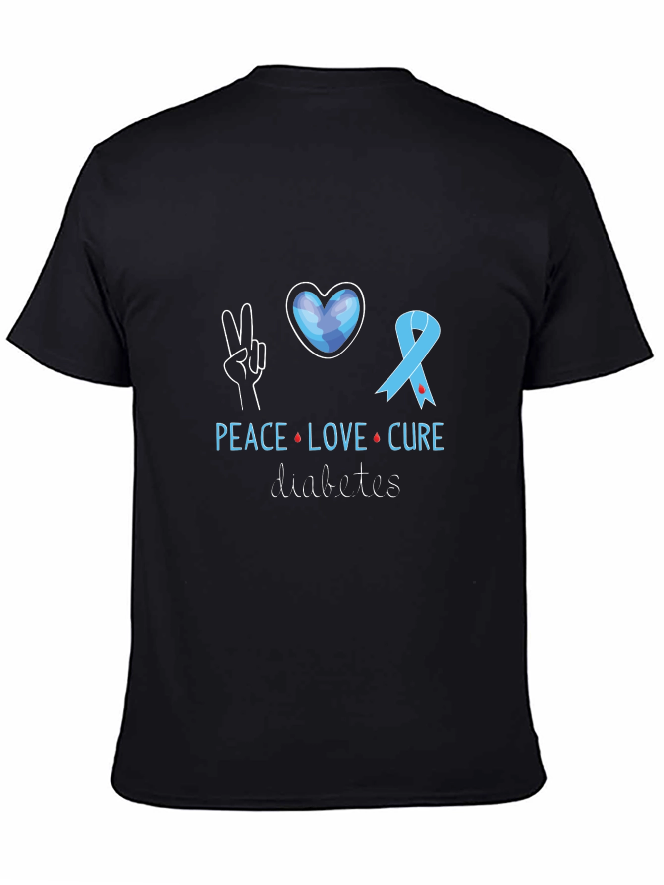 Peace Love Cure Diabetes Awareness T-Shirt