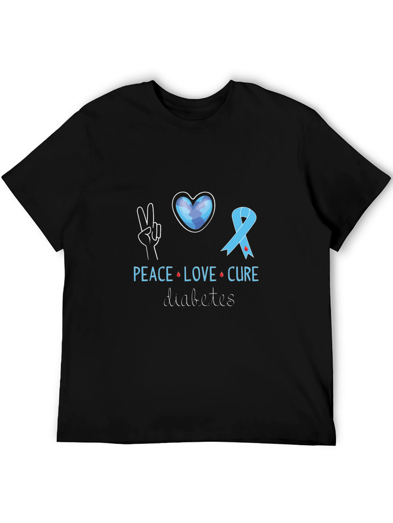Peace Love Cure Diabetes Awareness T-Shirt