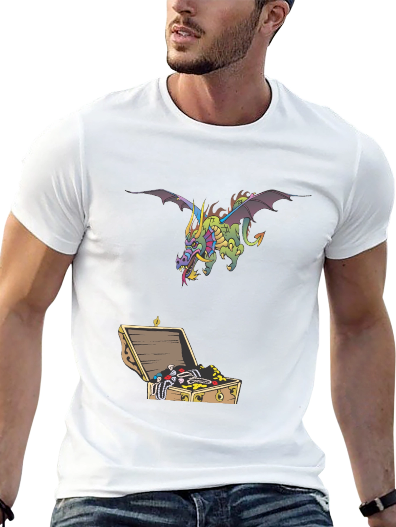 Dragon & Treasure Chest Graphic Tee