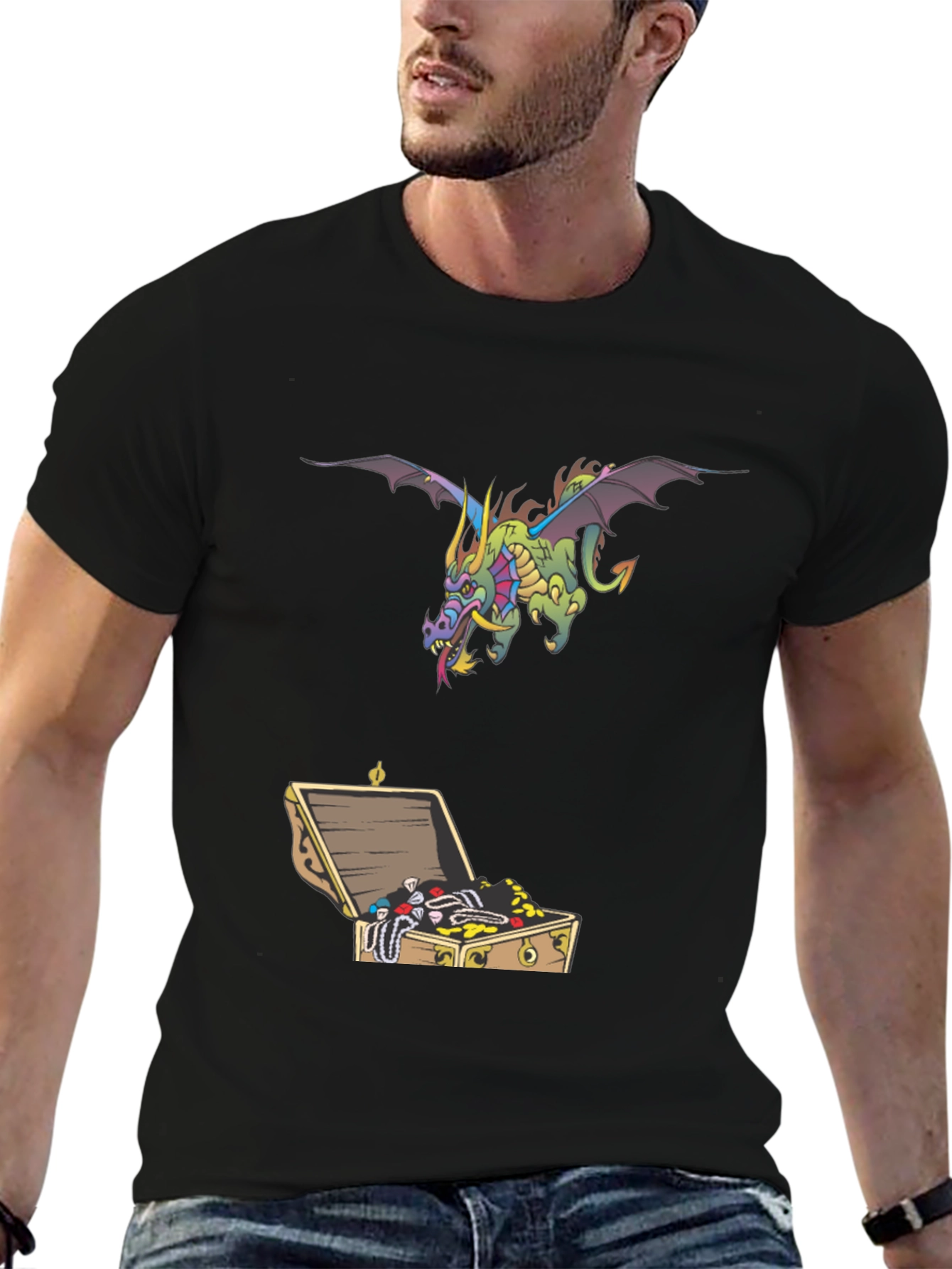 Dragon & Treasure Chest Graphic Tee