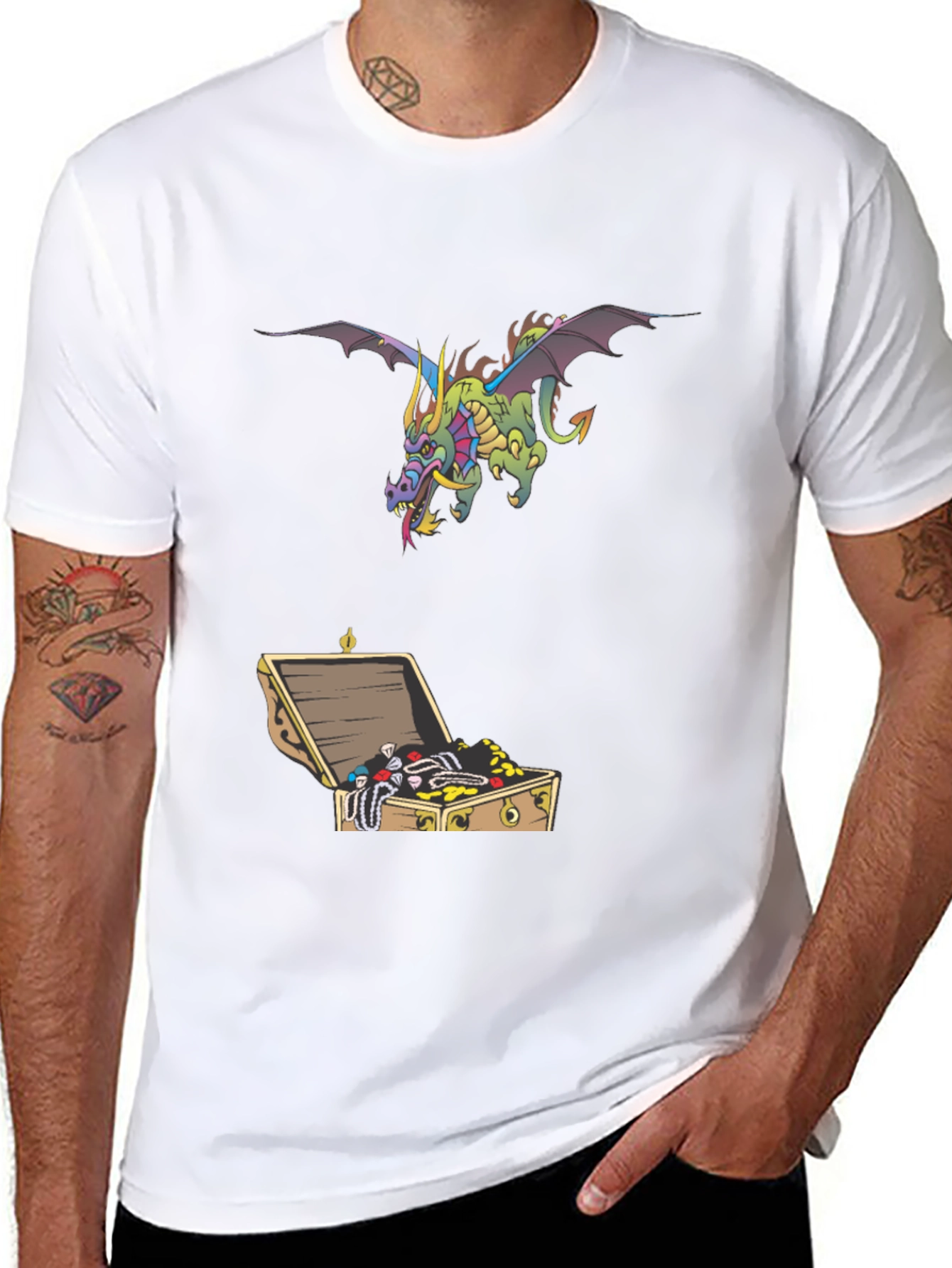 Dragon & Treasure Chest Graphic Tee