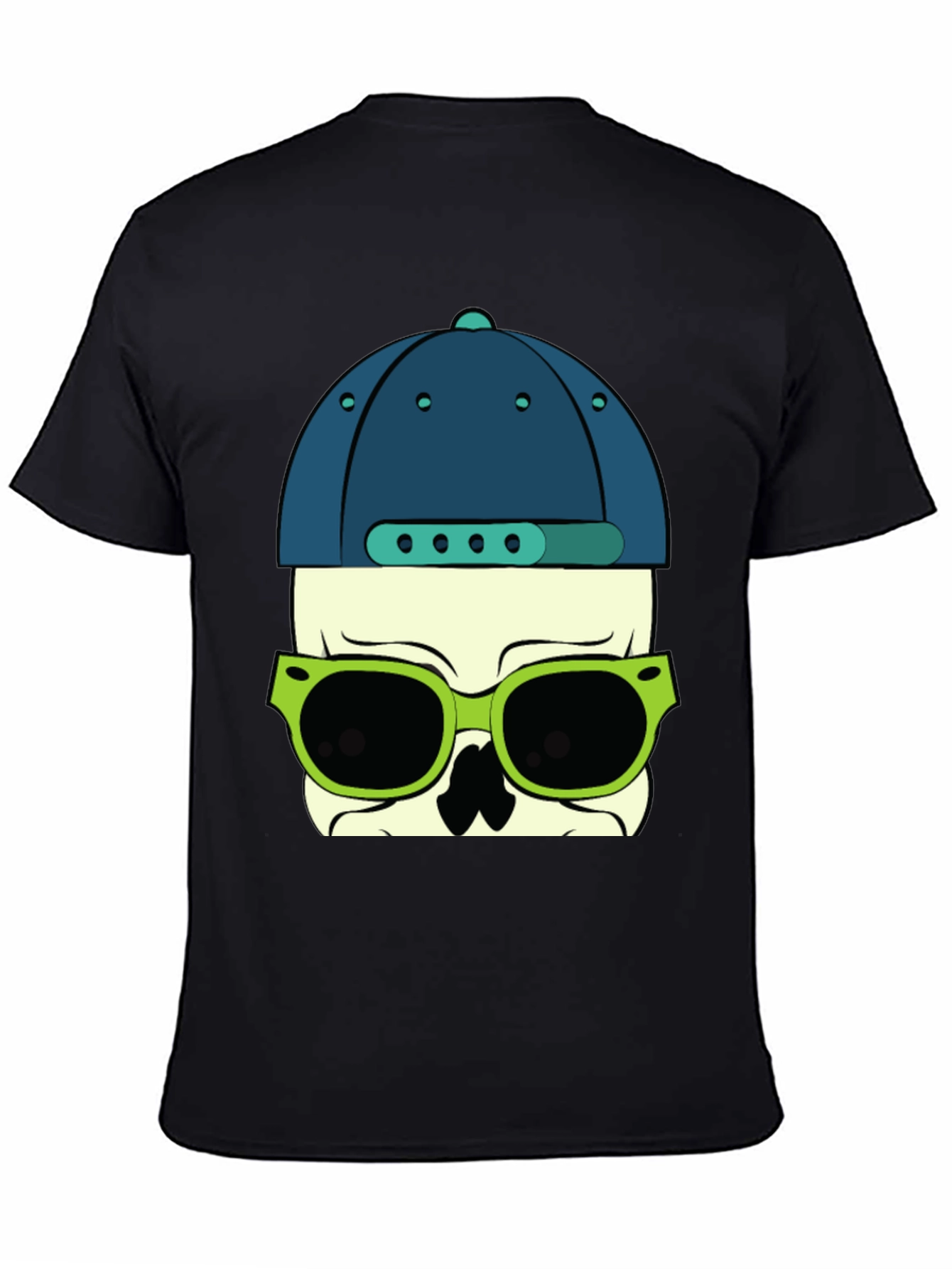 Skull with Hat and Sunglasses Graphic T-Shirt
