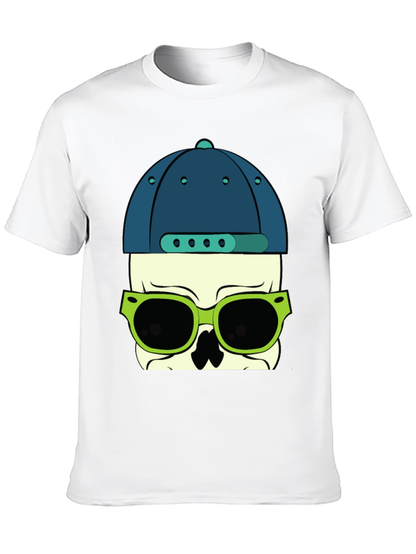 Skull with Hat and Sunglasses Graphic T-Shirt