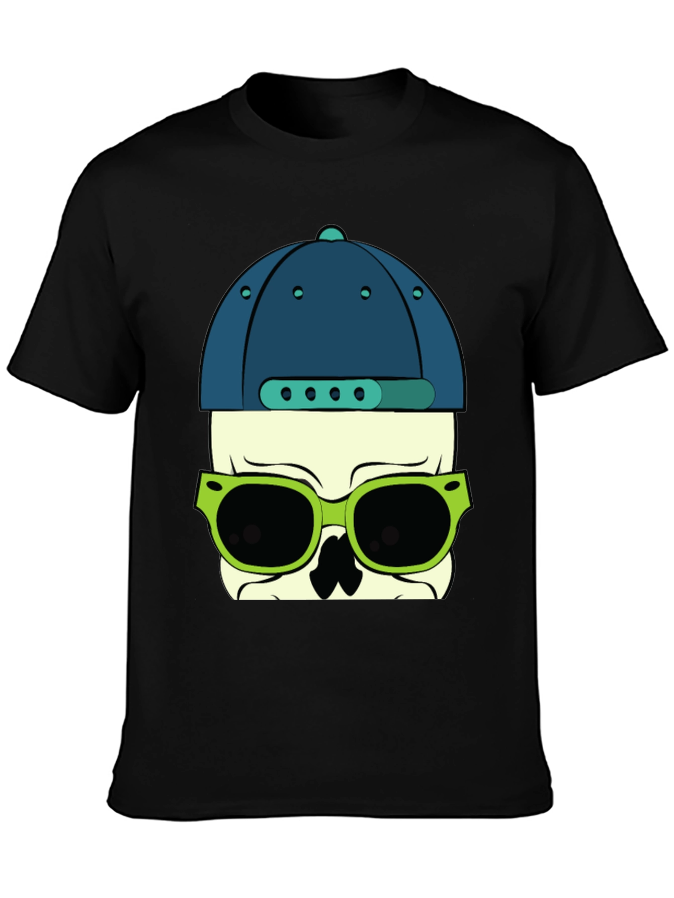 Skull with Hat and Sunglasses Graphic T-Shirt
