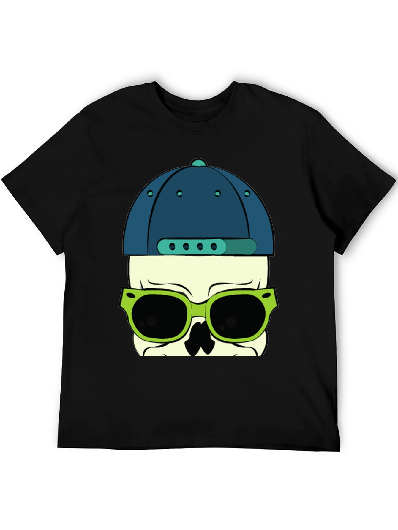 Skull with Hat and Sunglasses Graphic T-Shirt