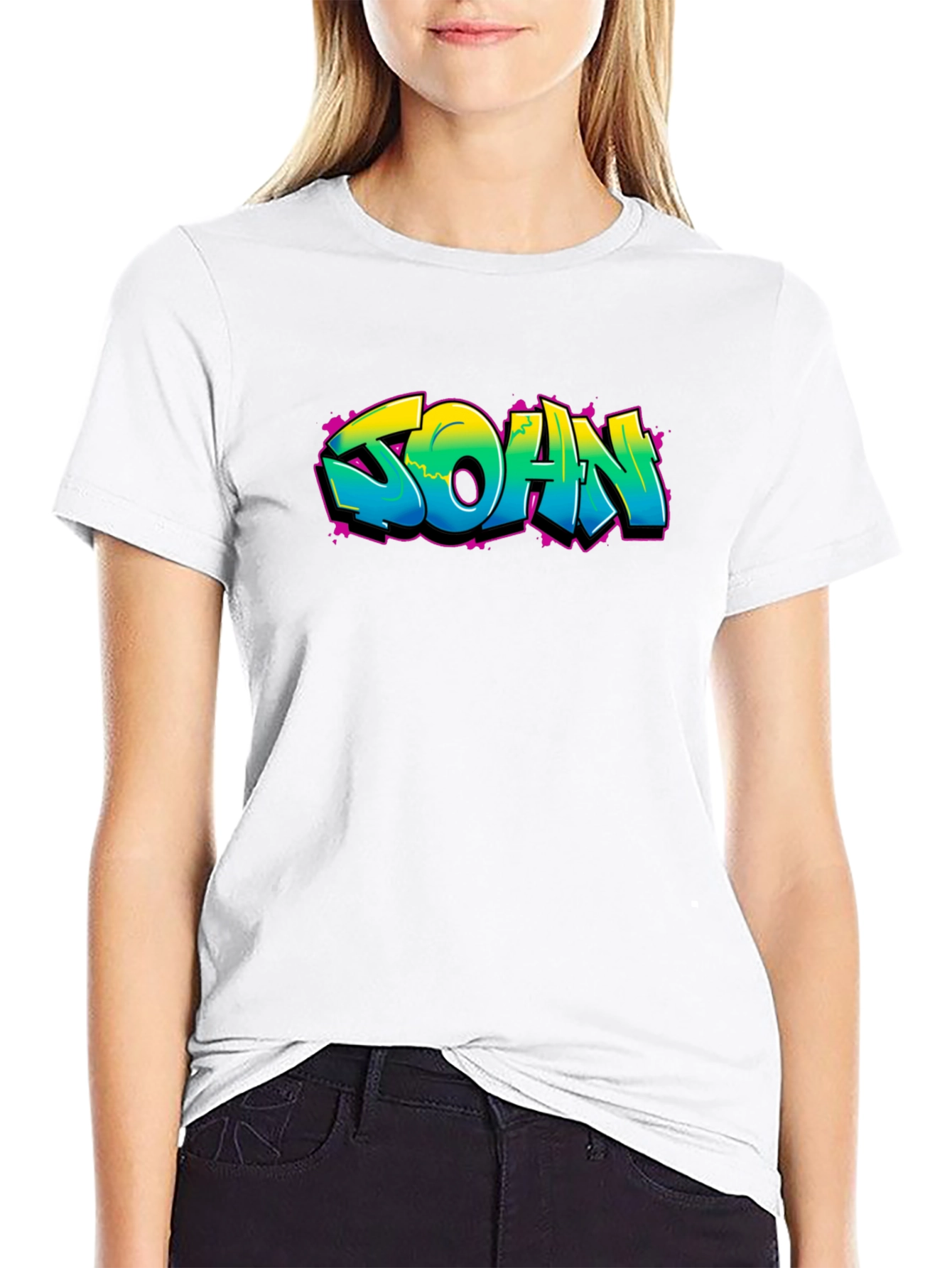 Graffiti Style SOAN Print Black T-Shirt