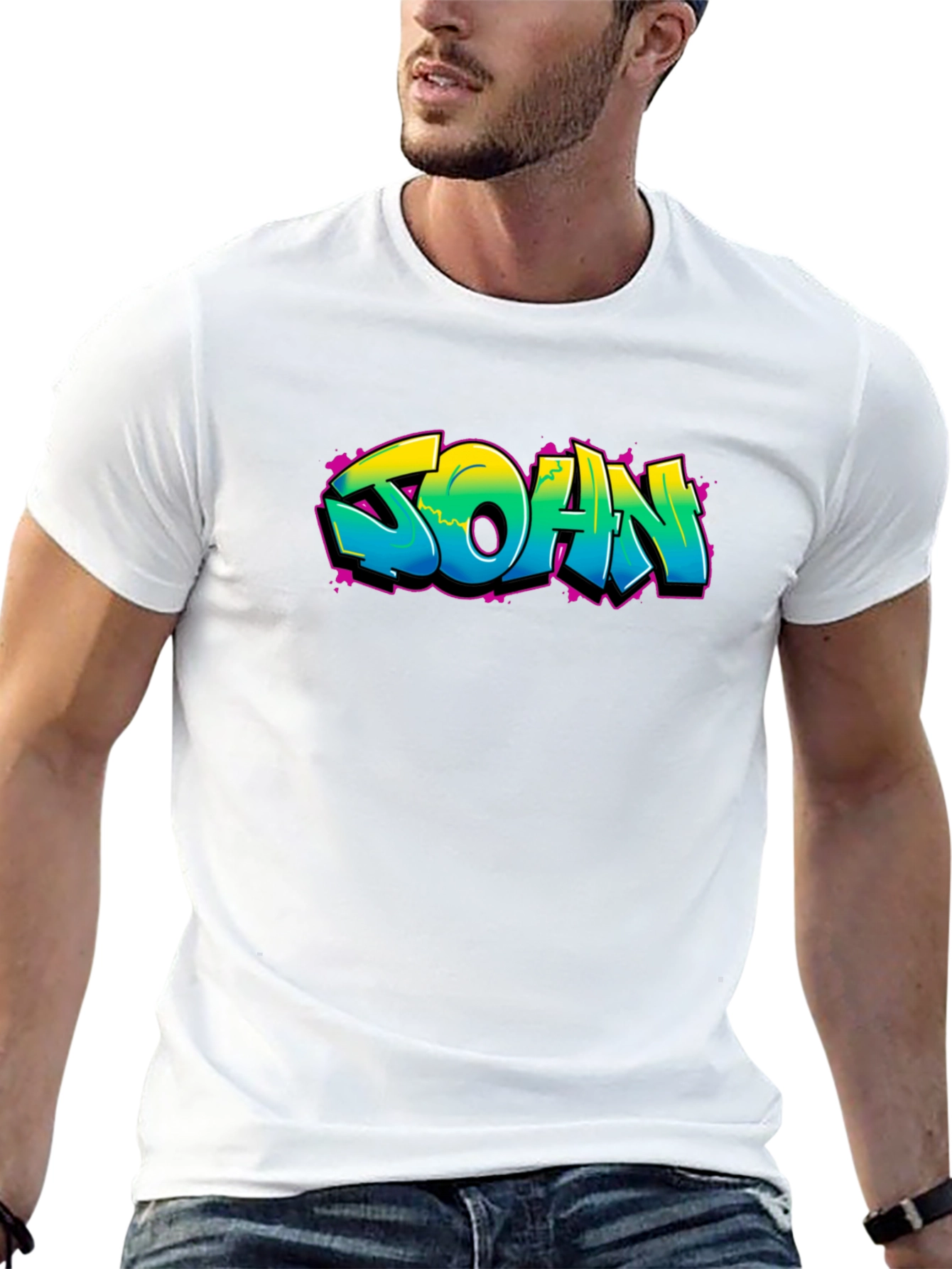 Graffiti Style SOAN Print Black T-Shirt