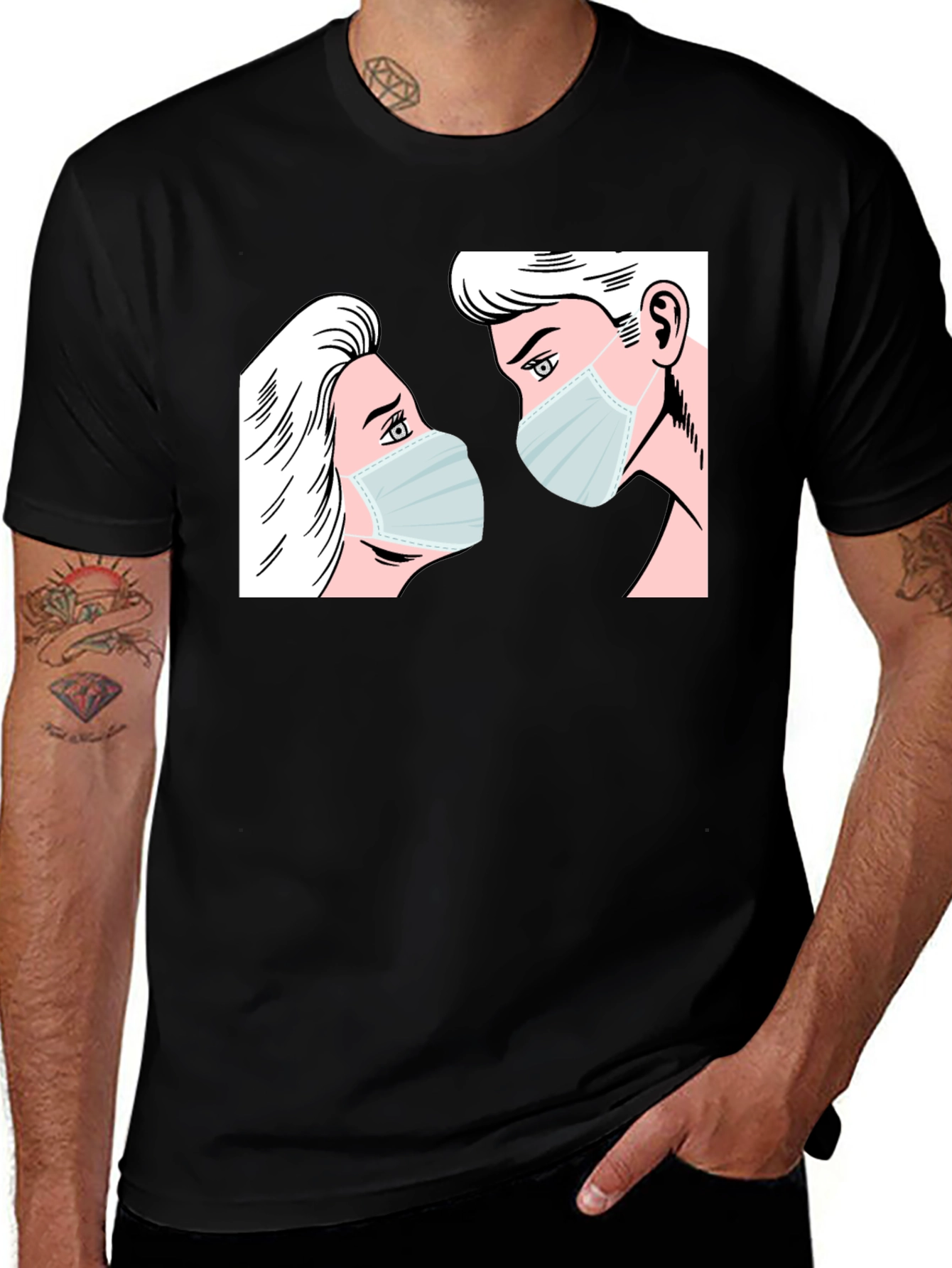 Masked Lovers Graphic Tee - Black