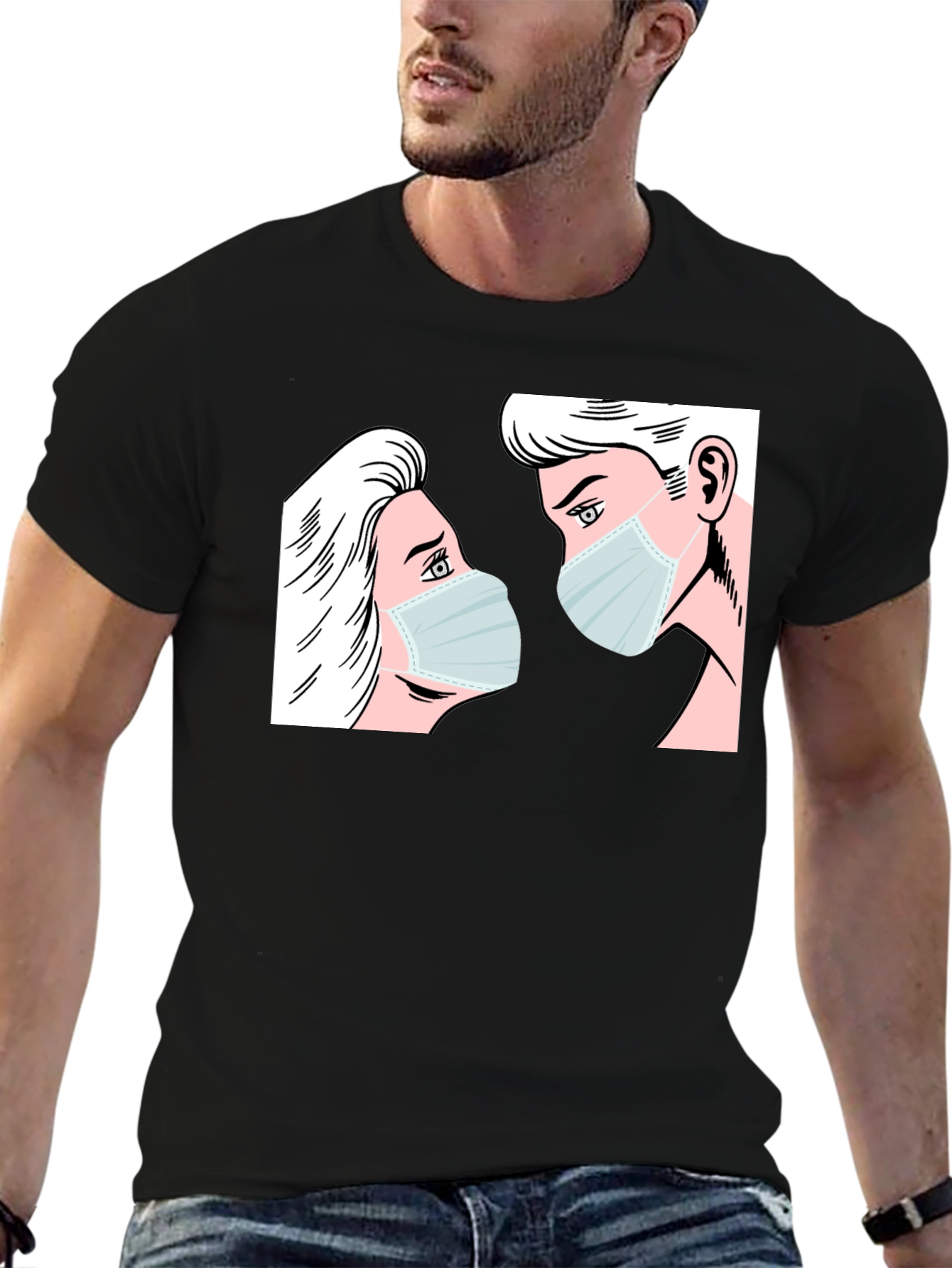 Masked Lovers Graphic Tee - Black