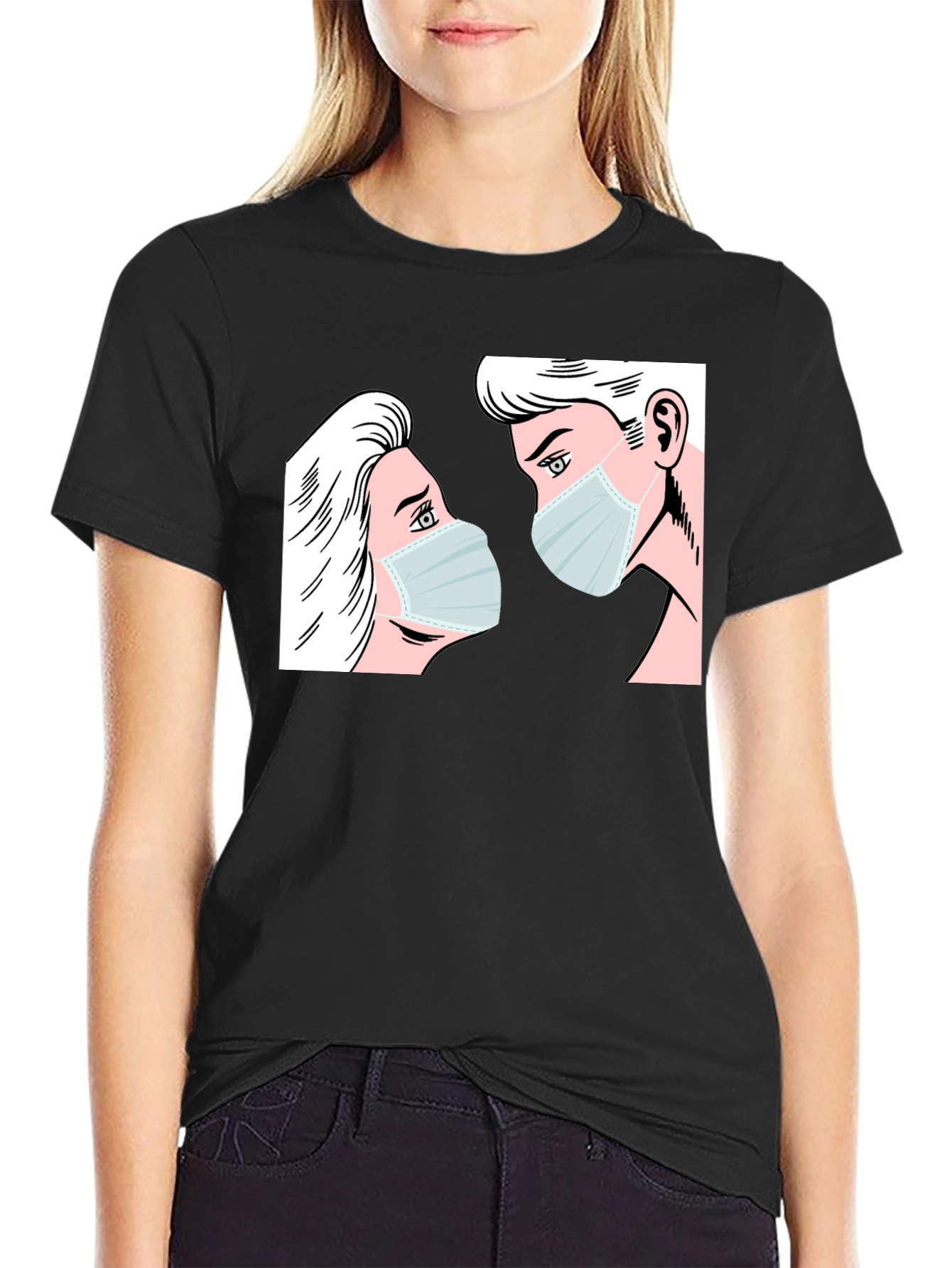 Masked Lovers Graphic Tee - Black