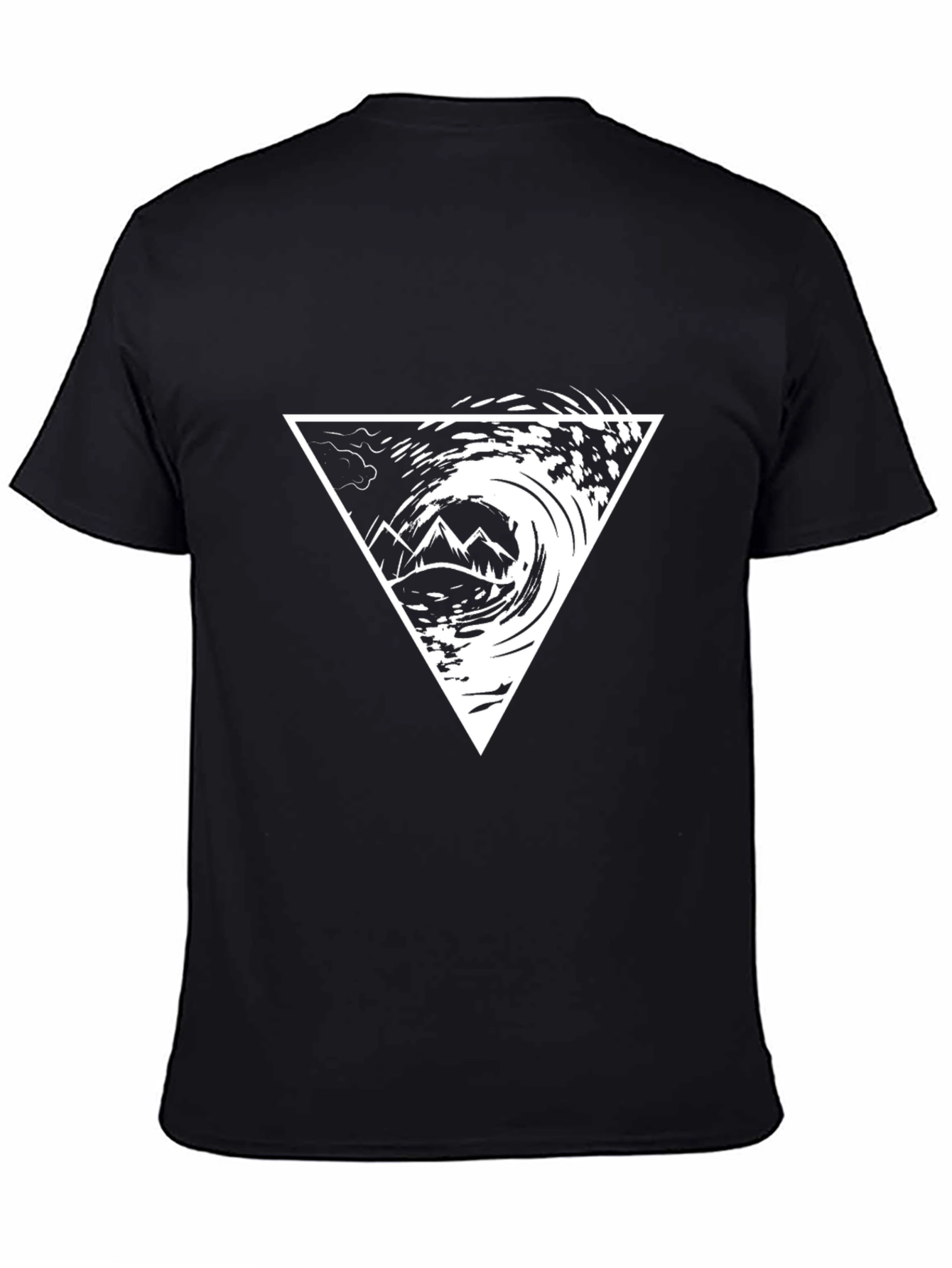 Black T-Shirt with Triangle Mountain Wave Graphic
