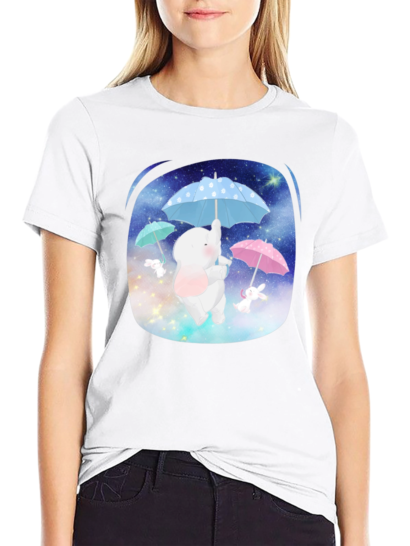 Cute Elephant & Bunny Tee - Dreamy Design