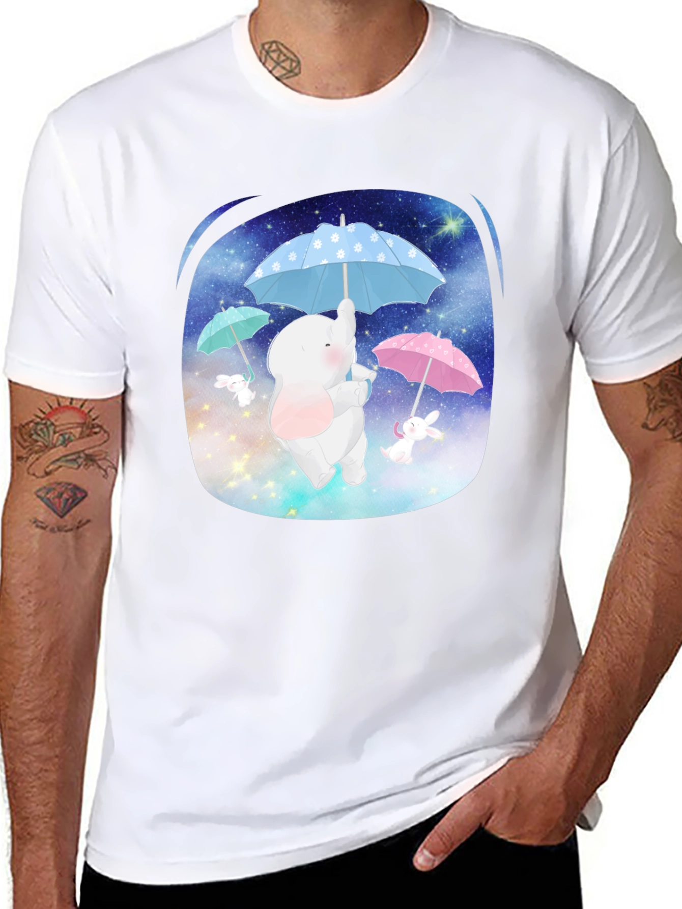 Cute Elephant & Bunny Tee - Dreamy Design