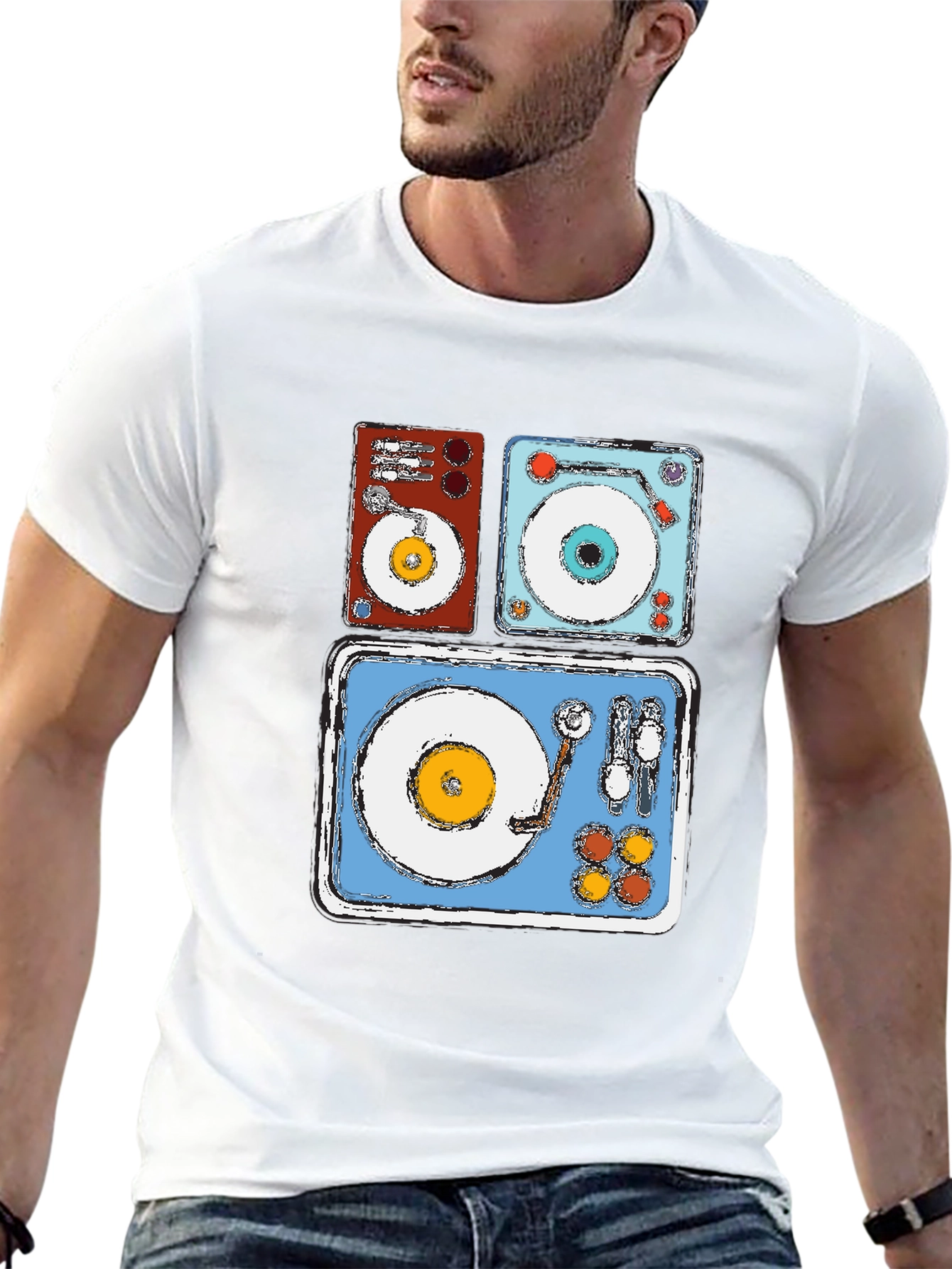 Retro Turntable Graphic Tee - DJ Music Lover Shirt