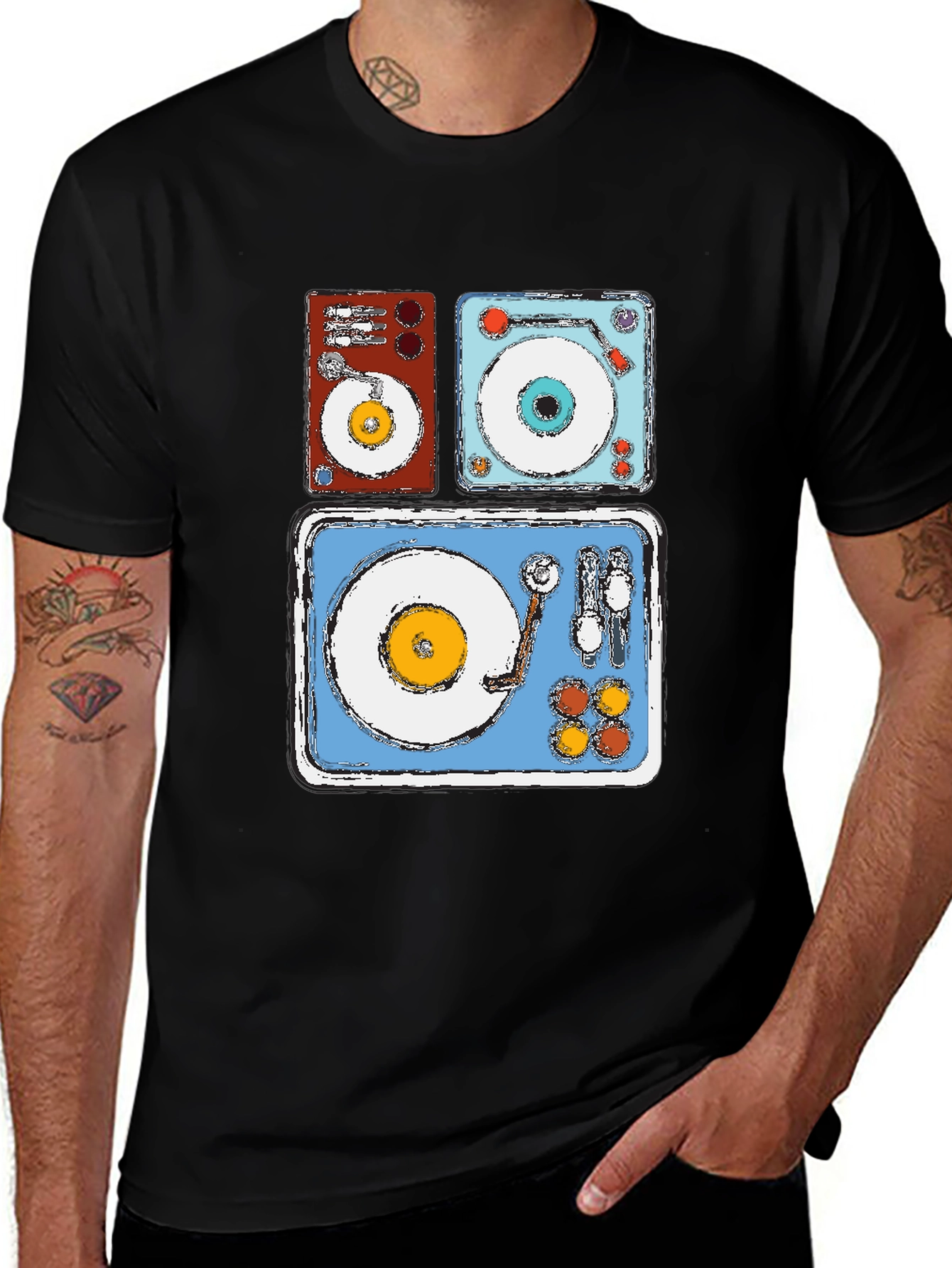 Retro Turntable Graphic Tee - DJ Music Lover Shirt