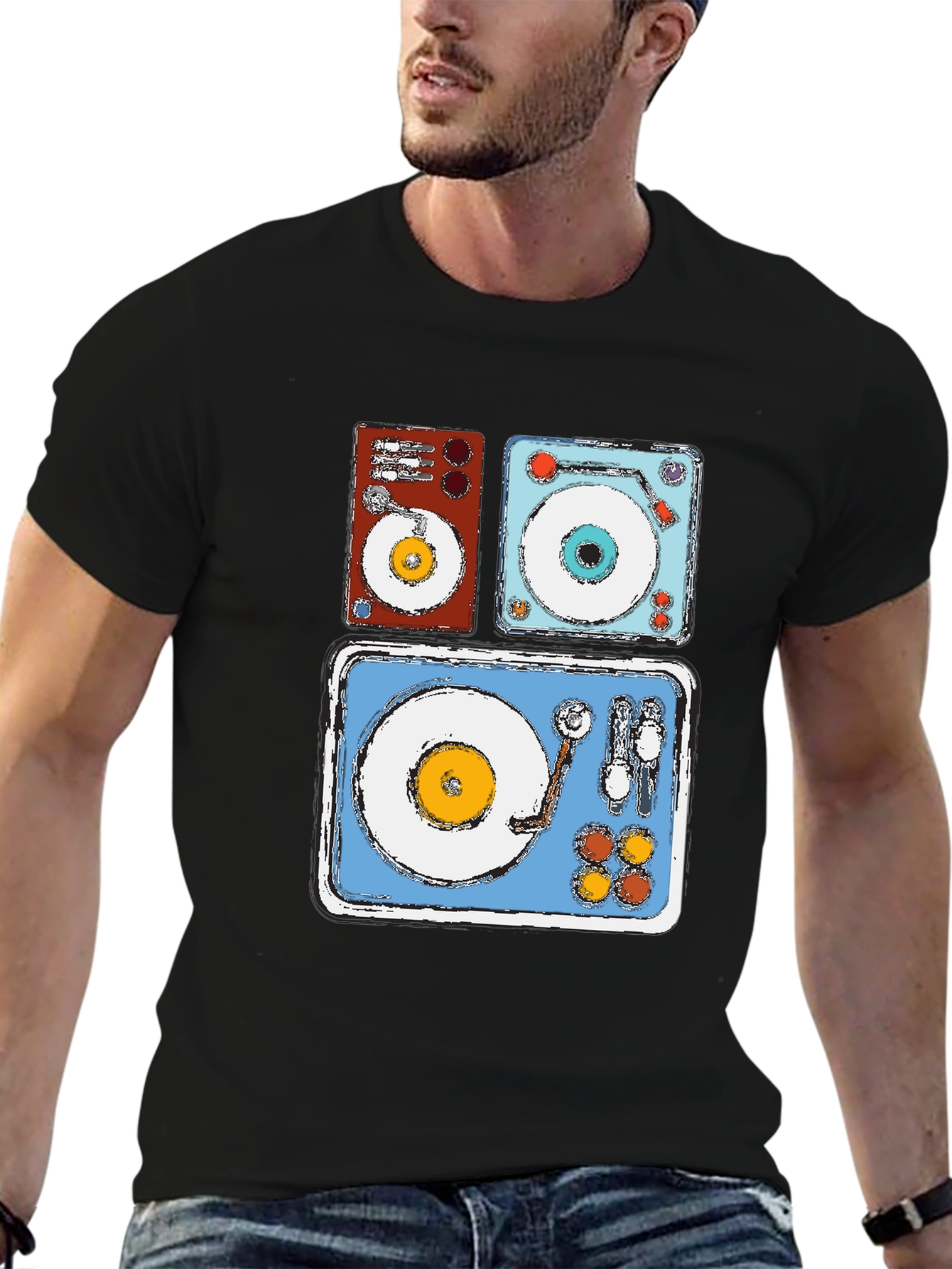 Retro Turntable Graphic Tee - DJ Music Lover Shirt