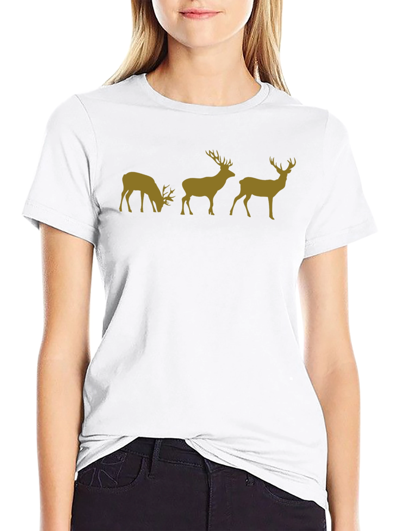 Deer Silhouette Graphic Black T-Shirt