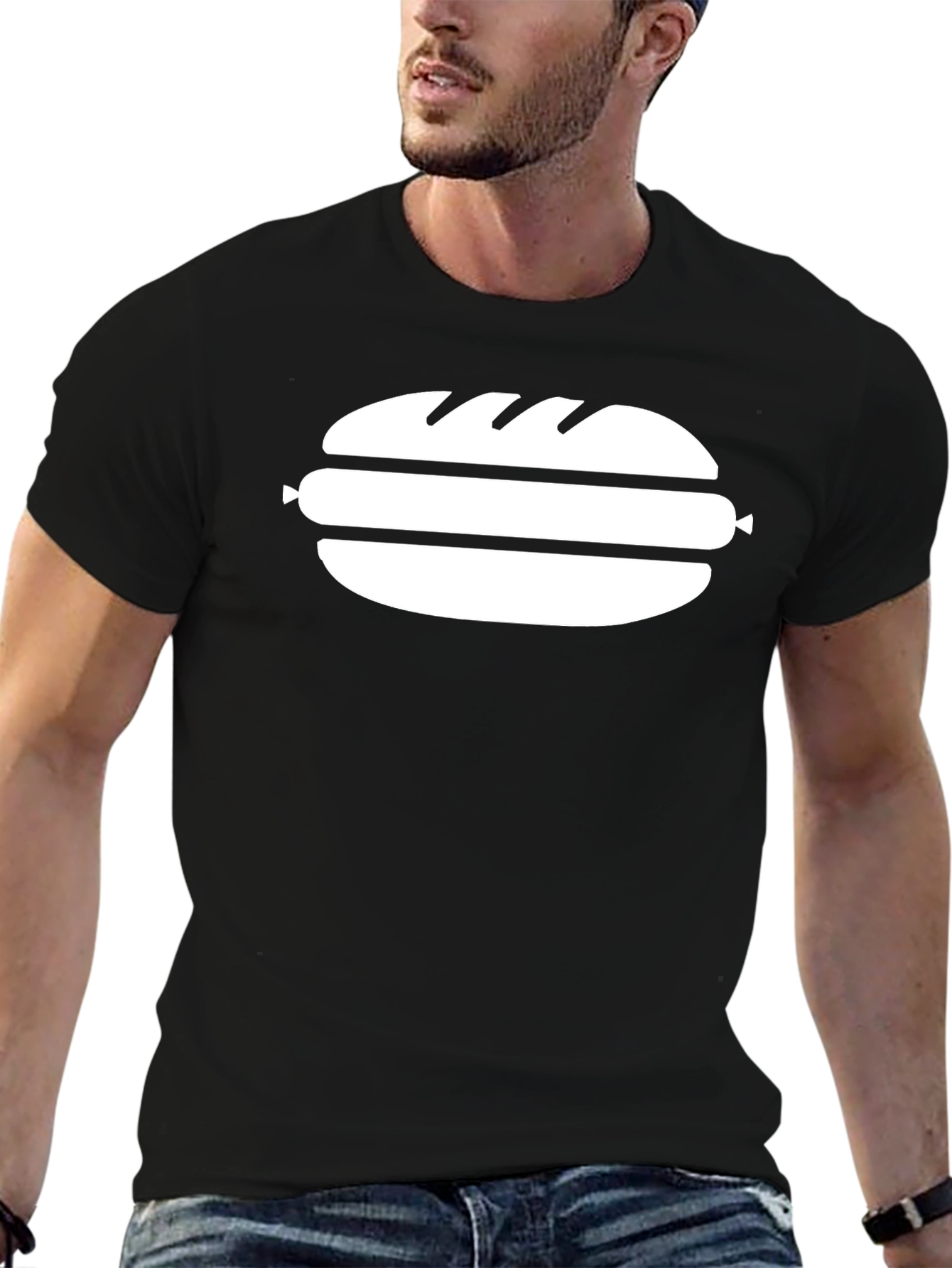 Hot Dog Graphic Tee - Unisex Black T-Shirt