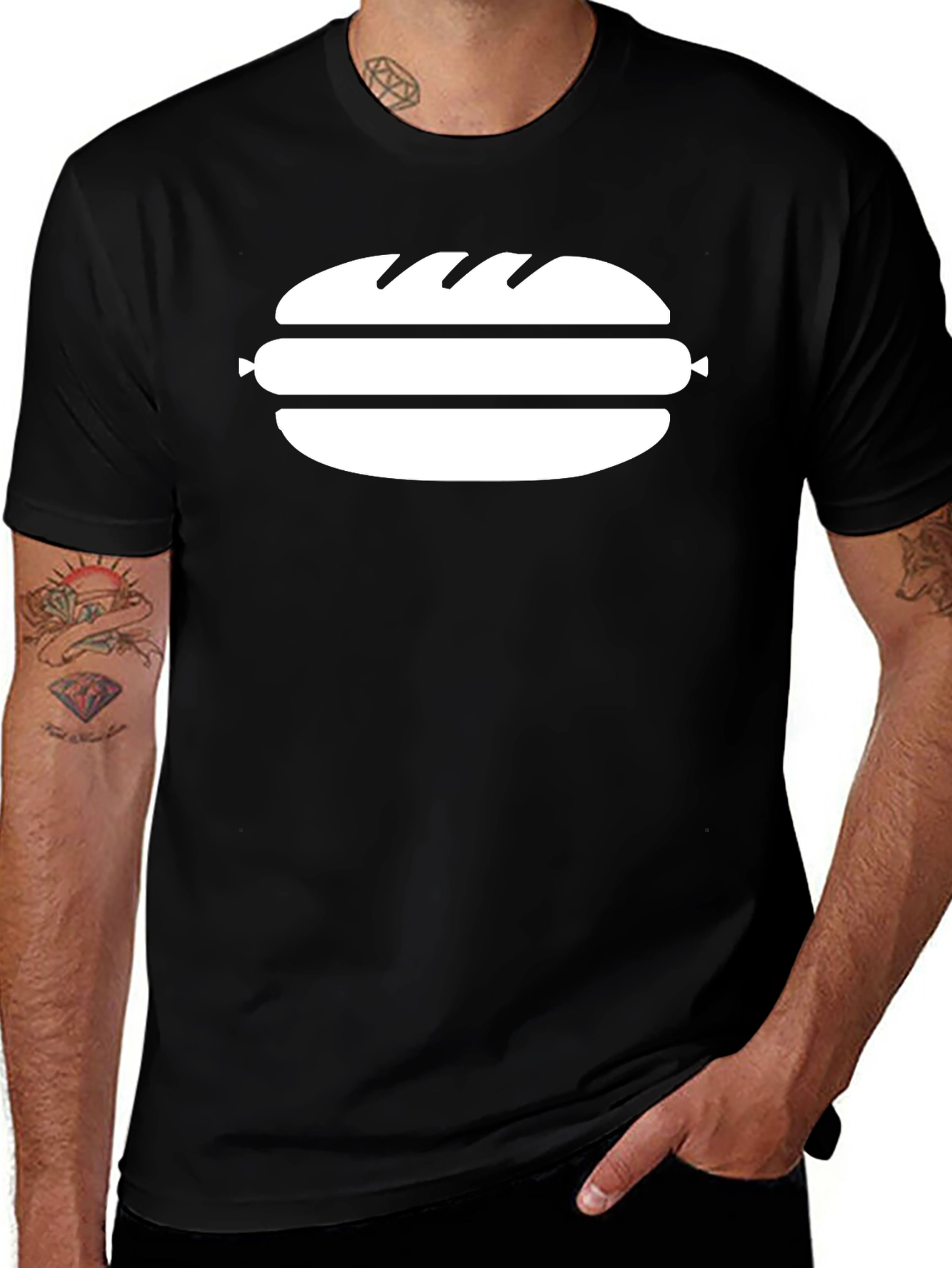 Hot Dog Graphic Tee - Unisex Black T-Shirt