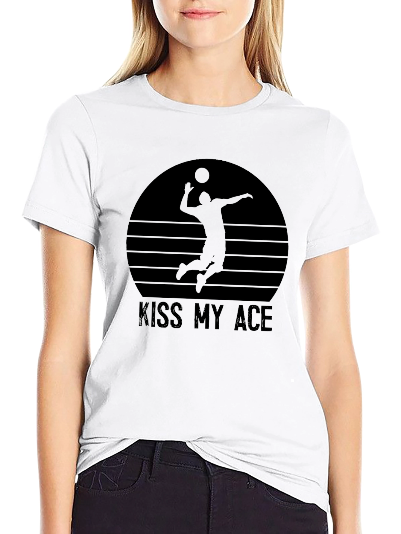 Kiss My Ace Volleyball Graphic Tee - Black