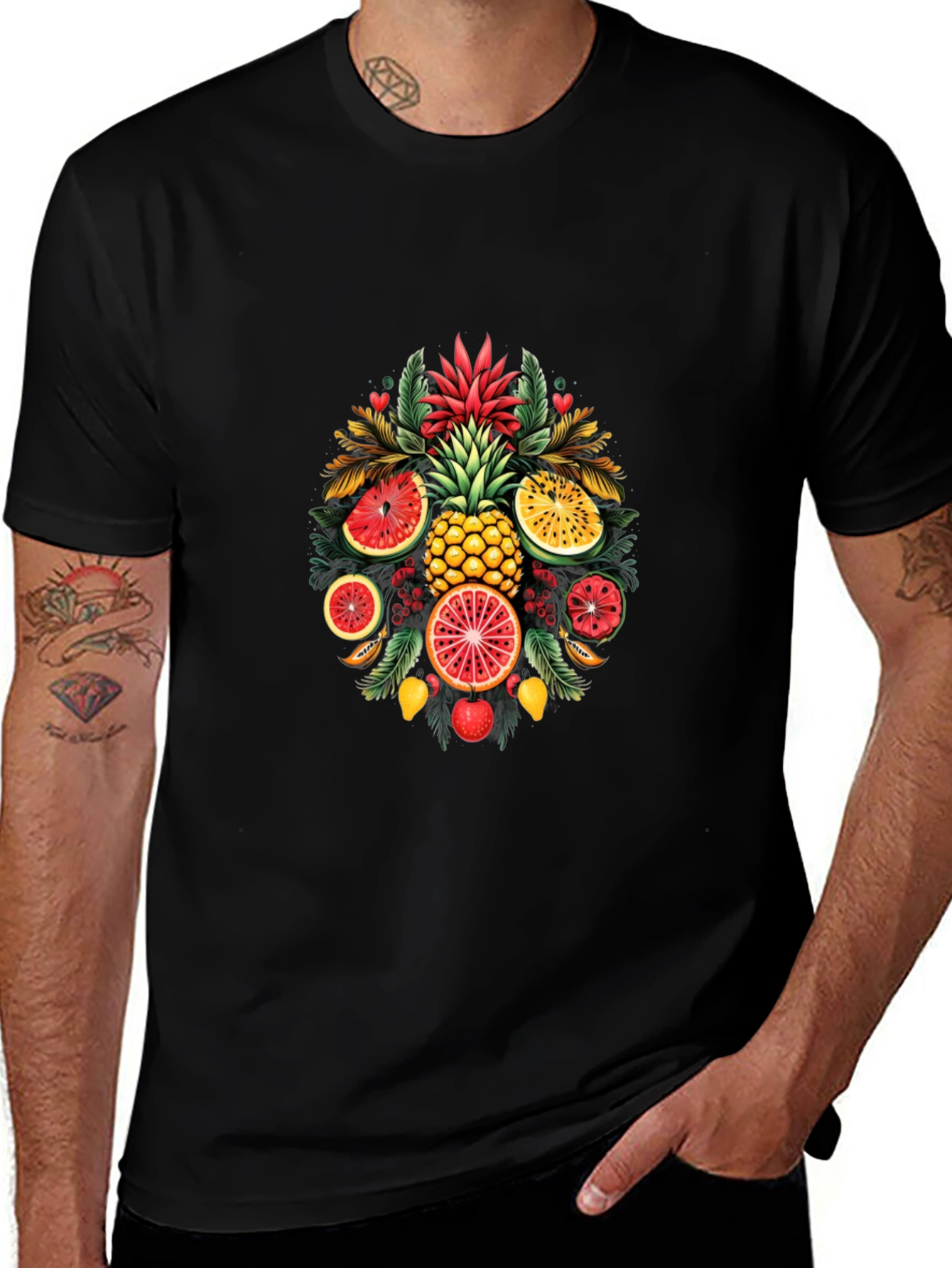 Tropical Fruit Medley Graphic T-Shirt - Summer Style