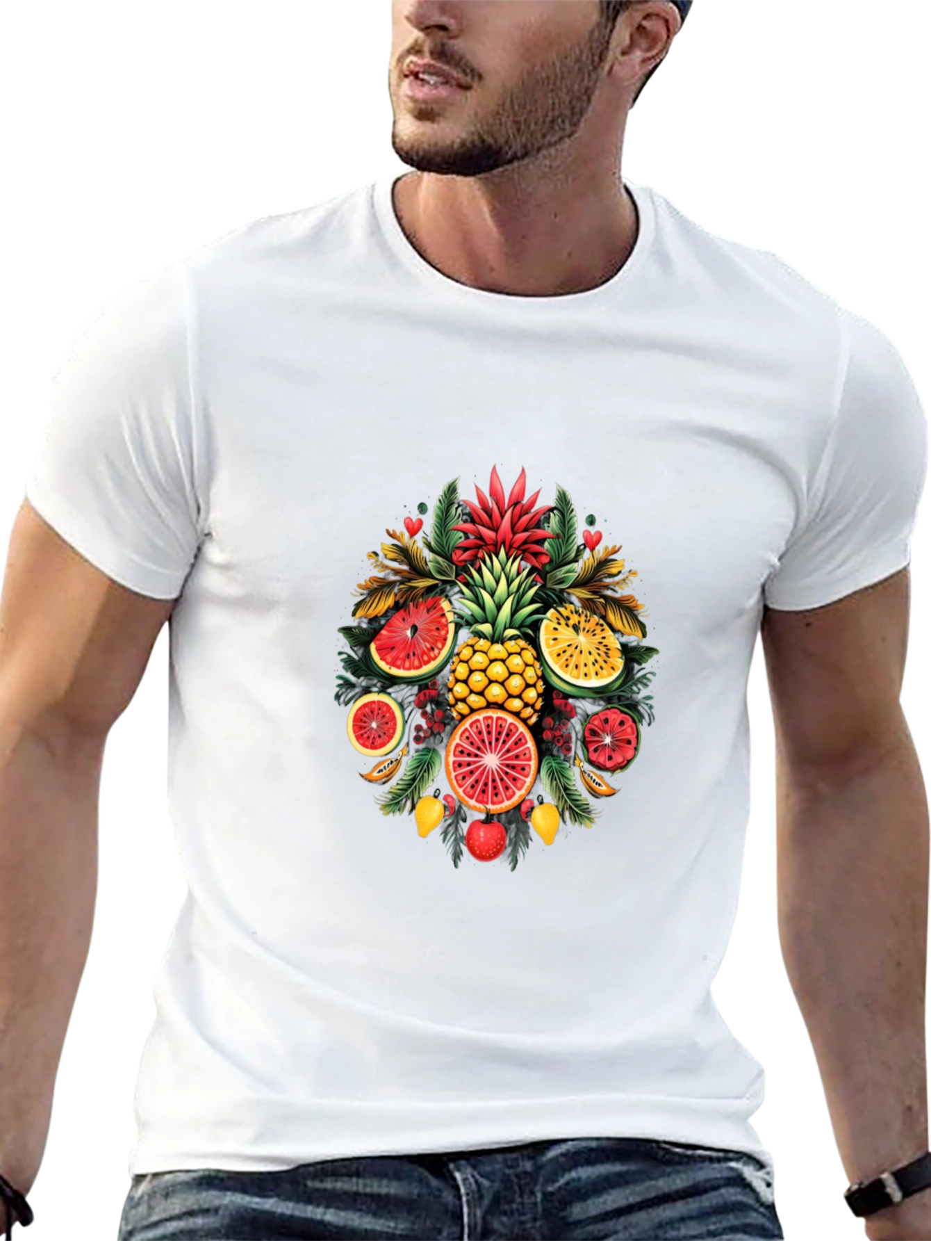 Tropical Fruit Medley Graphic T-Shirt - Summer Style