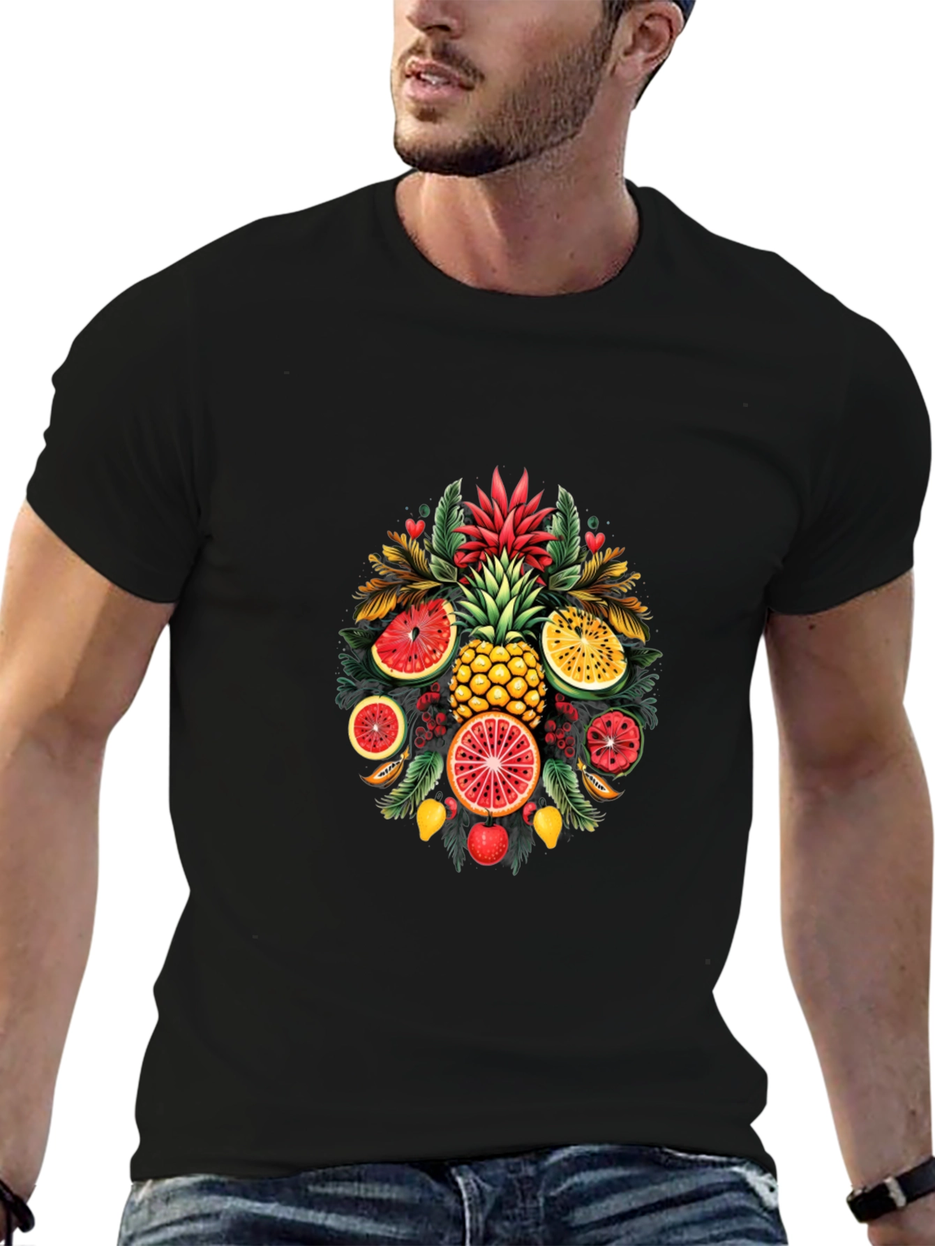 Tropical Fruit Medley Graphic T-Shirt - Summer Style
