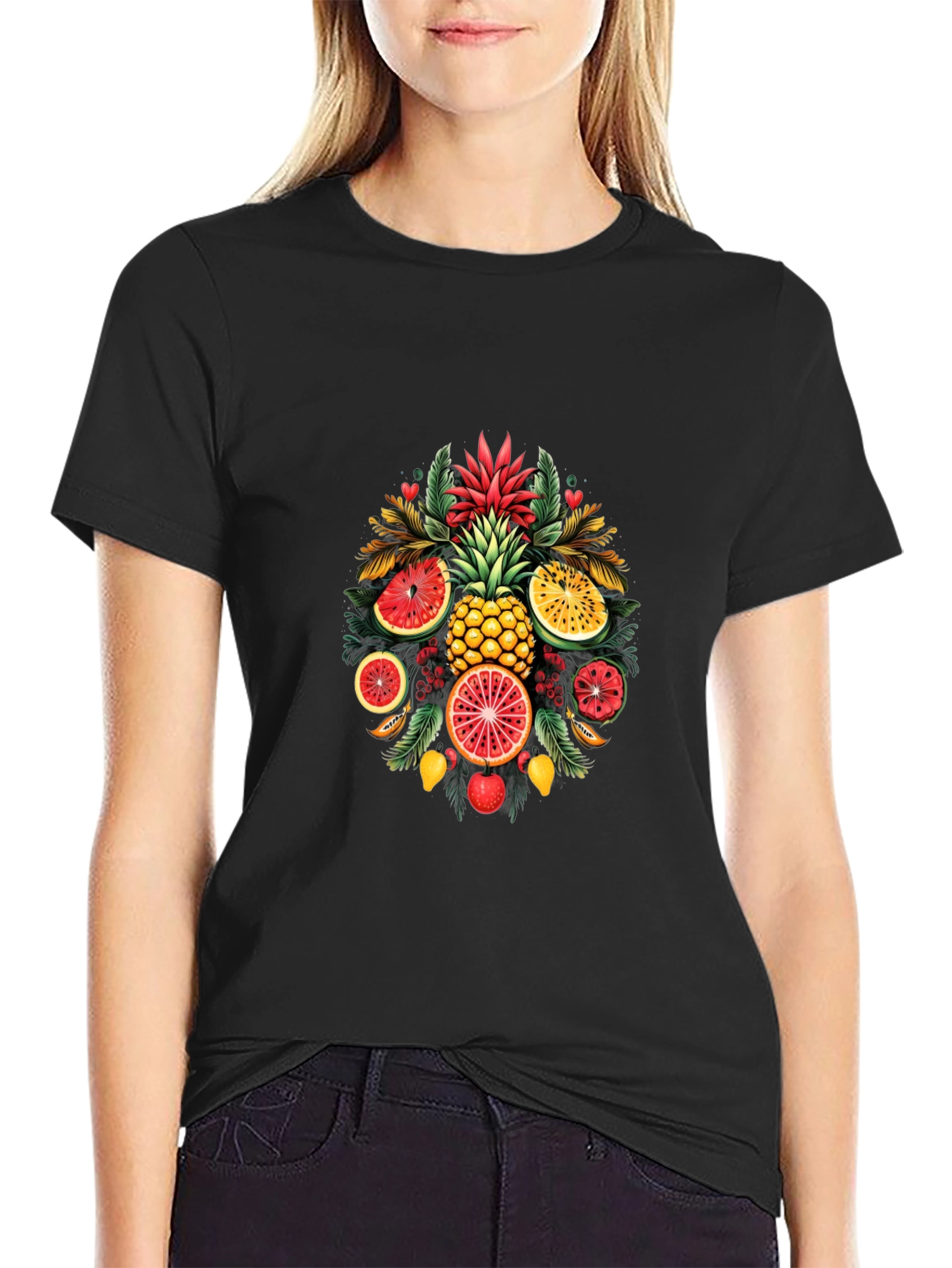 Tropical Fruit Medley Graphic T-Shirt - Summer Style