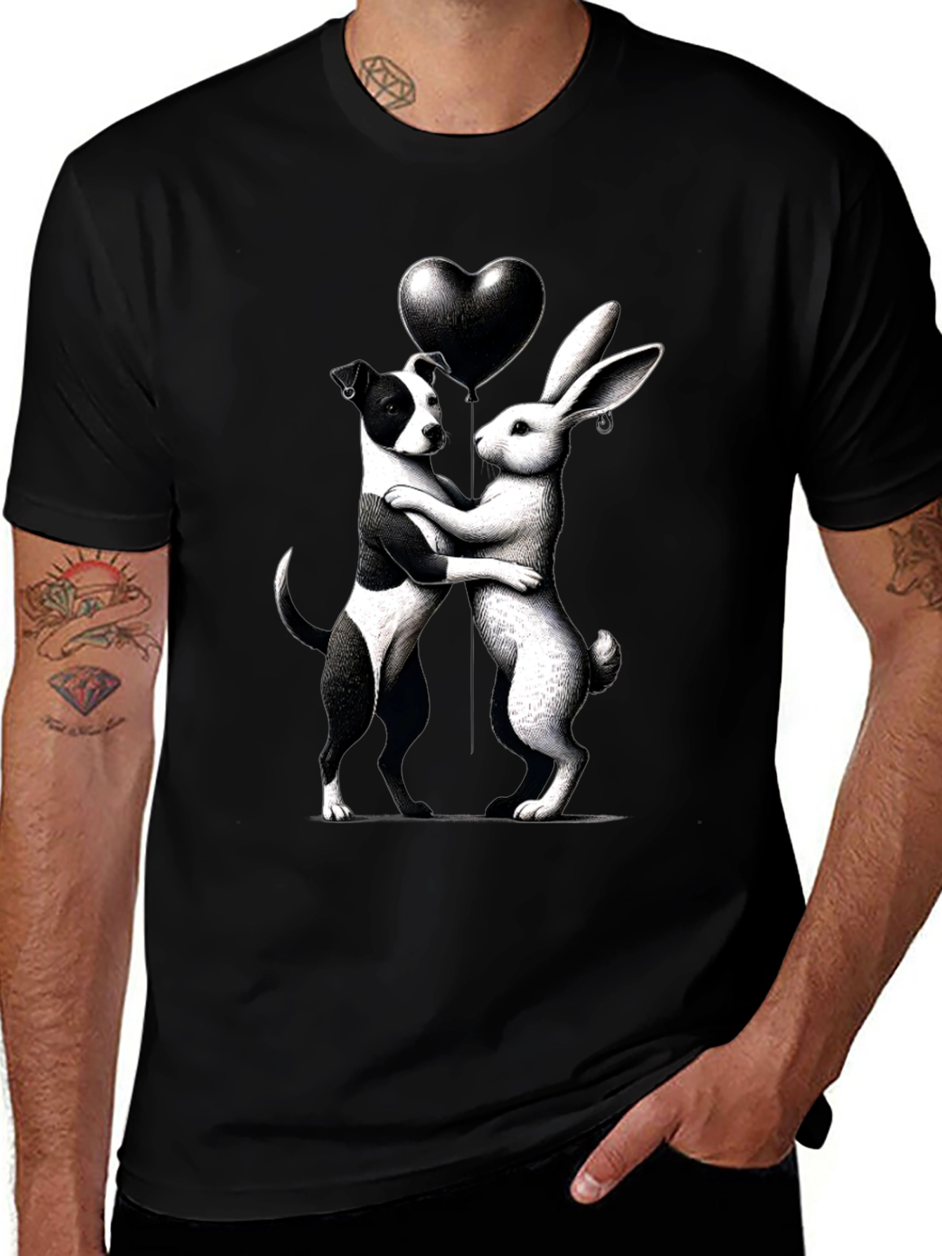 Dog & Rabbit Heart Graphic Tee