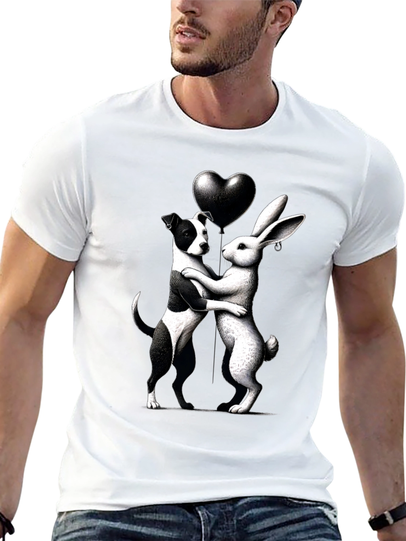 Dog & Rabbit Heart Graphic Tee