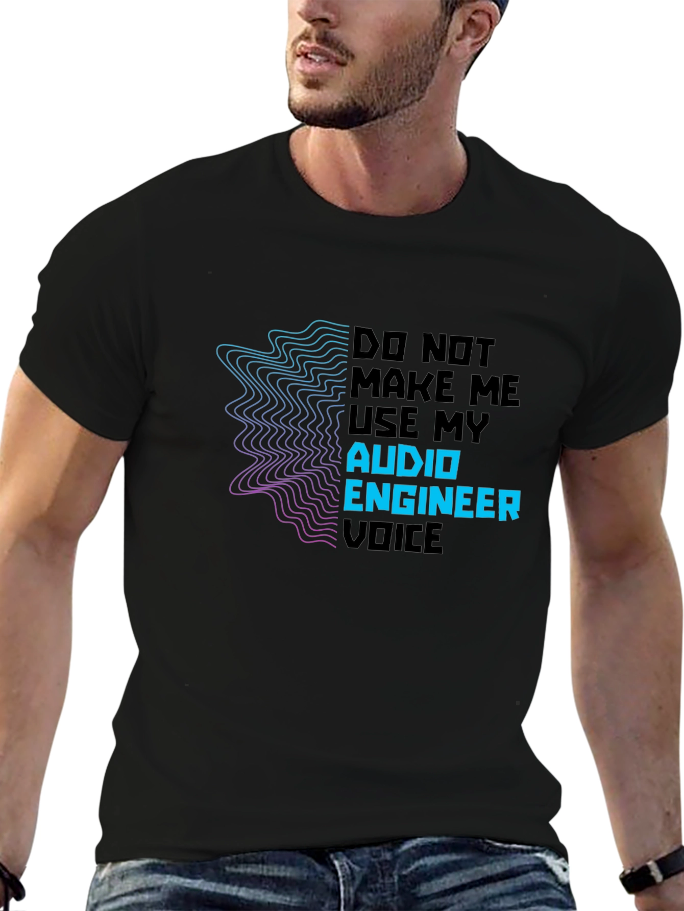 Audio Engineer Voice Graphic T-Shirt - Black