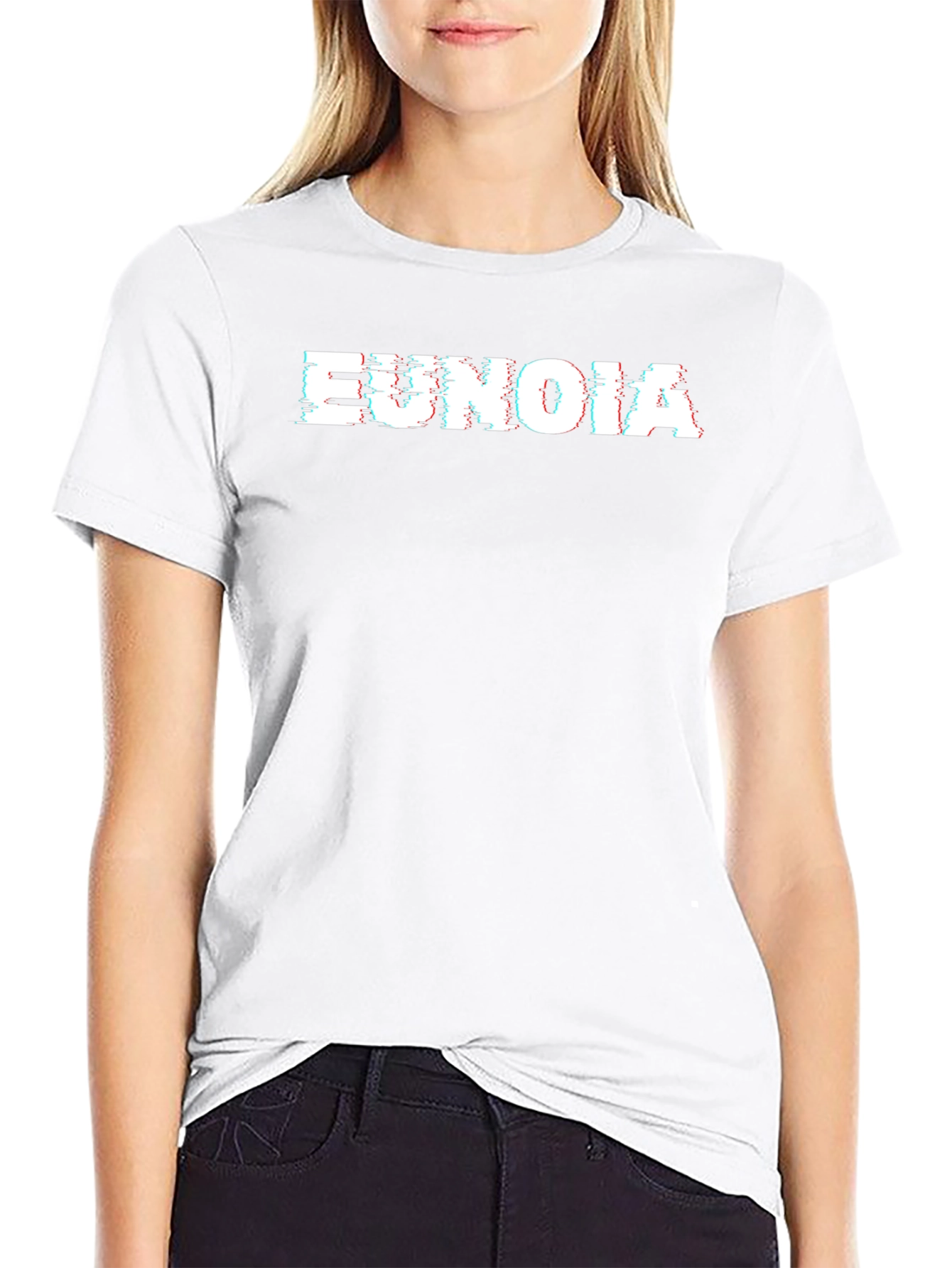 Eunoia Glitch Tee - Black Cotton Graphic T-Shirt